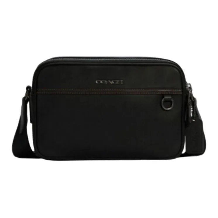 COACH Graham Smooth Cow Leather Camera Bags Messenger Bag Shoulder Bag Crossbody Bag Small Size Men's Black