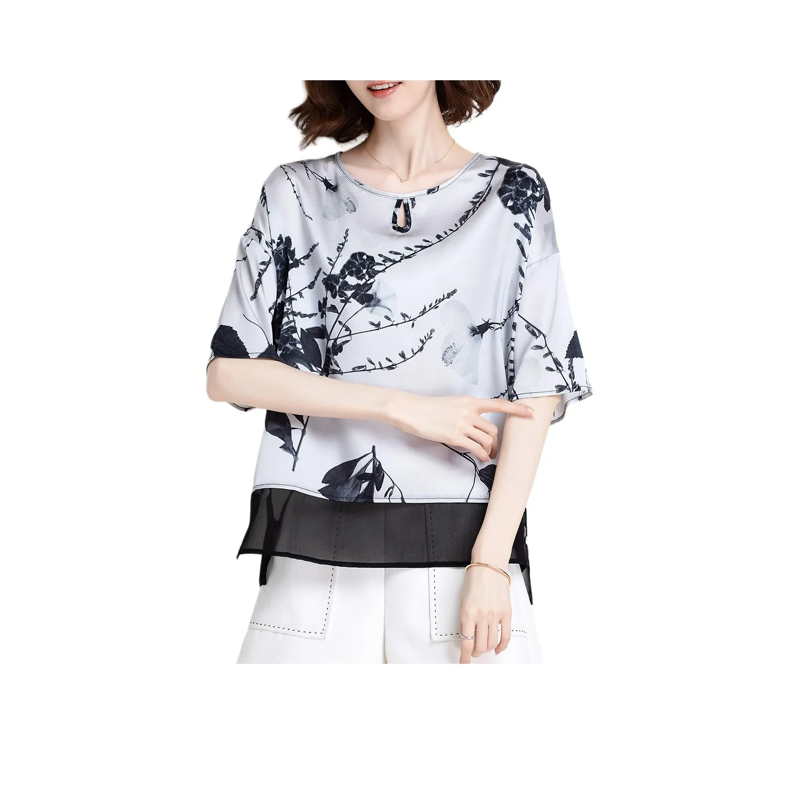 JINJU T Shirts Women's Silver