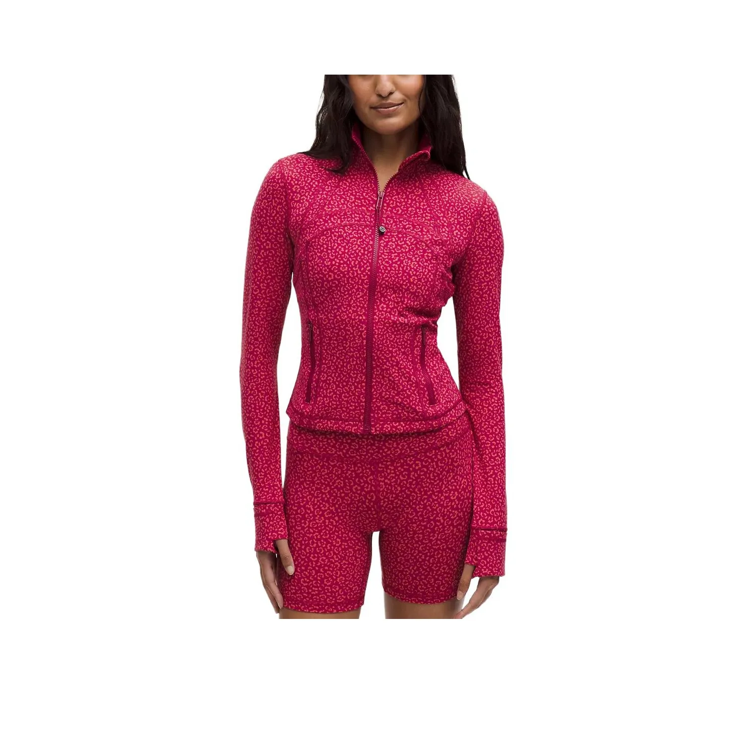 Lululemon Define Jackets & Coats Women's Leopard Daisy Desert Red Magenta Smoke