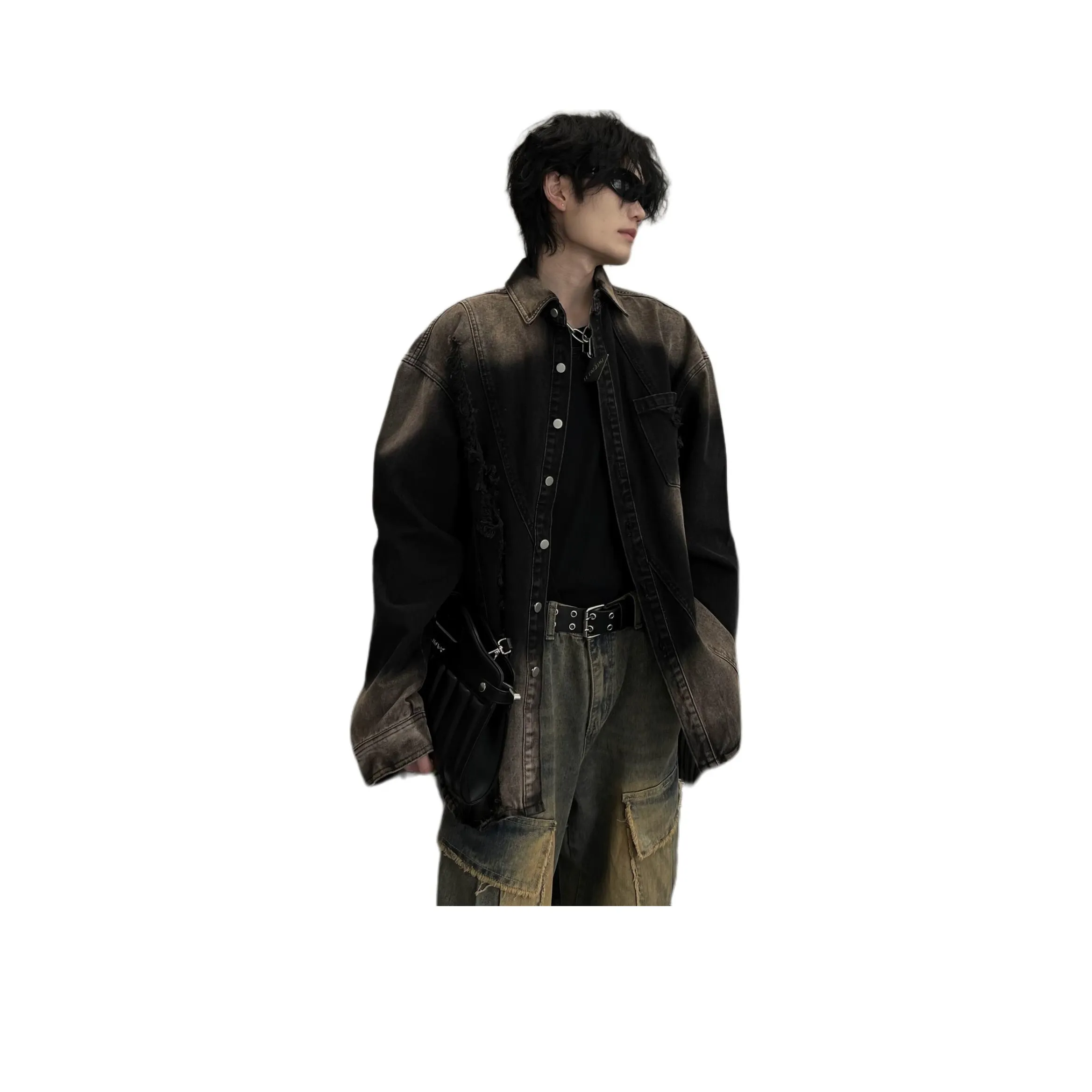 TAOKK Черный Унисекс Джинсовые куртки