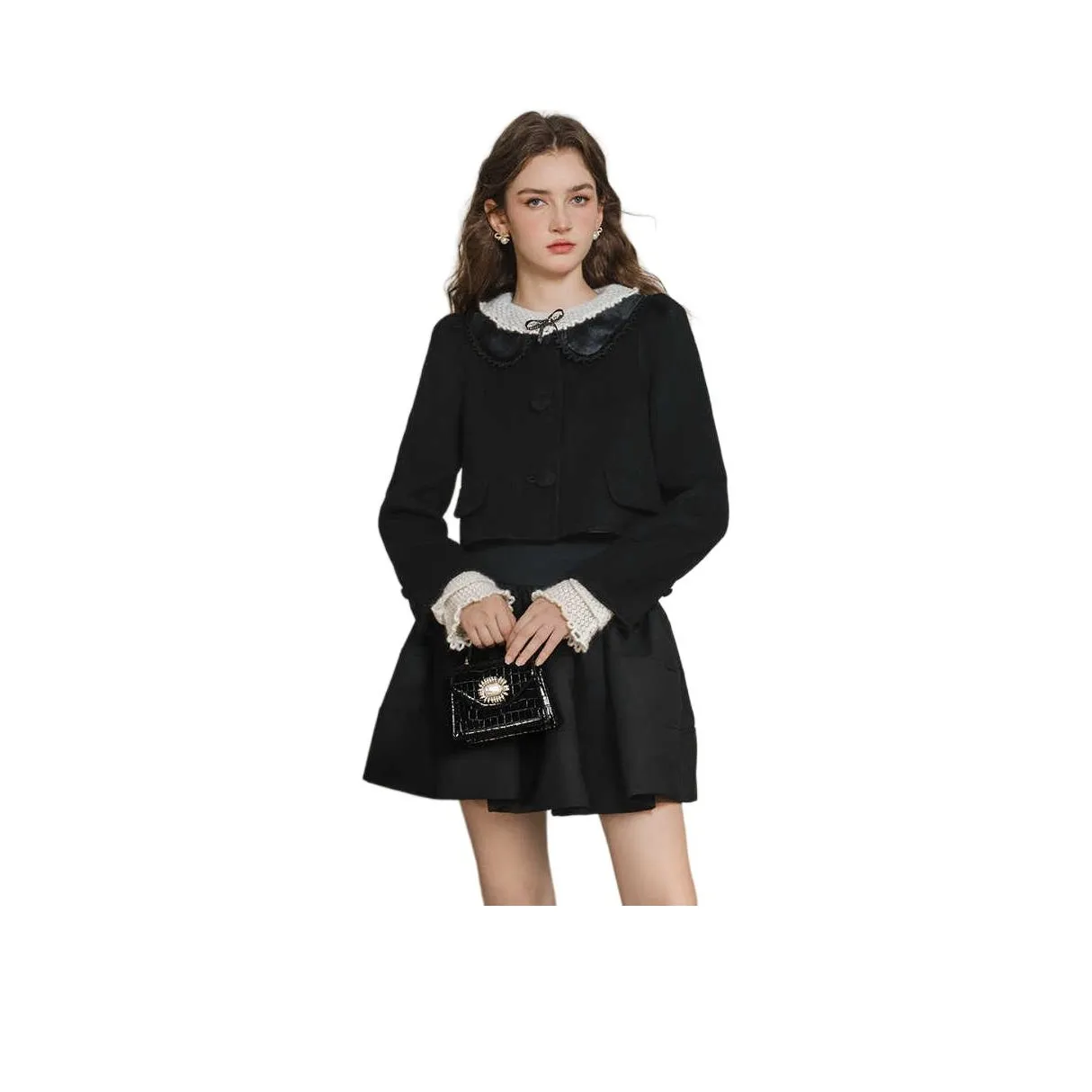 JORYAweekend Cropped Coat Women's Obsidian Black JORYAweekend Укороченное пальто женское обсидиан черный