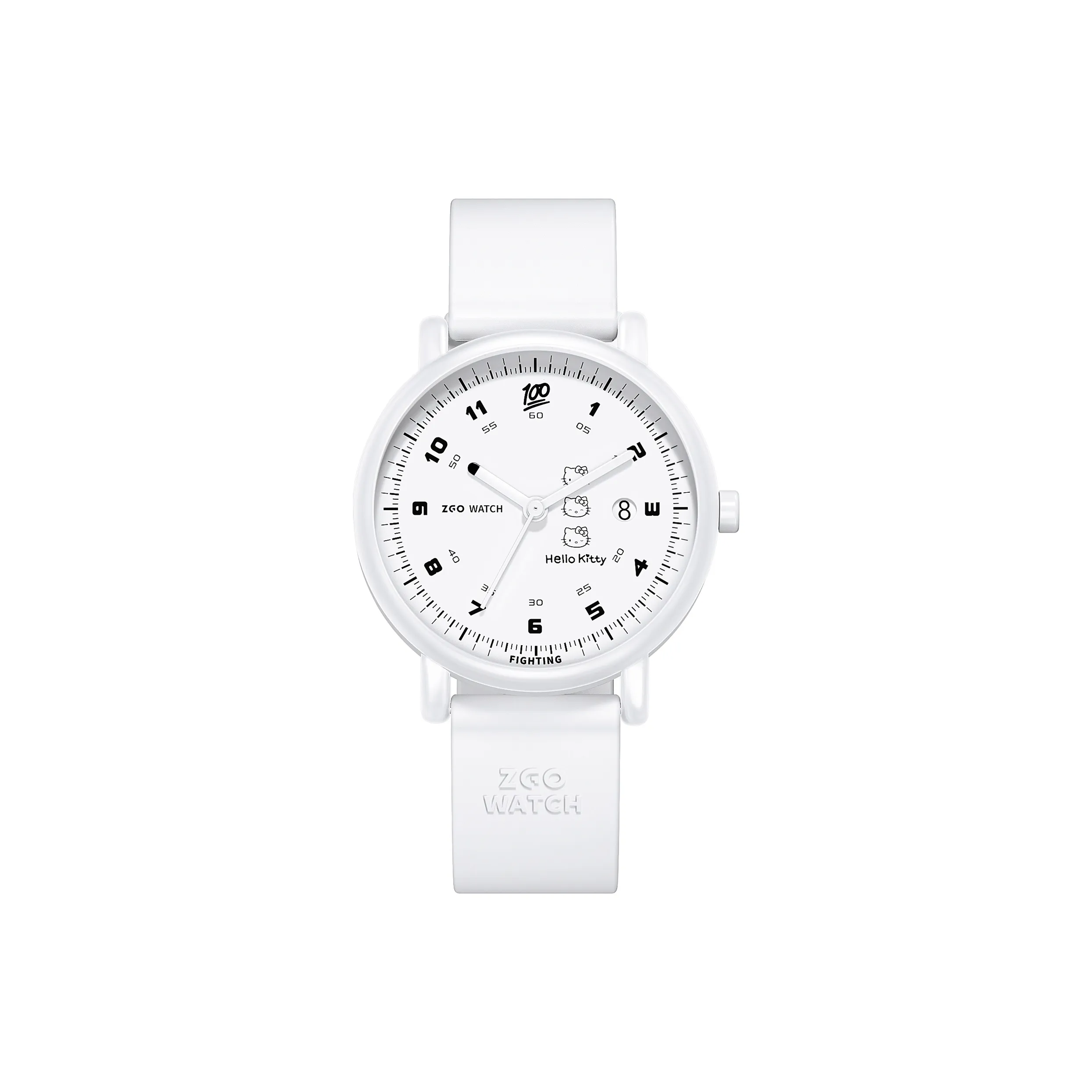 Hello Kitty Perfect Score Collection Кварцевый механизм Женские часы Белый циферблат