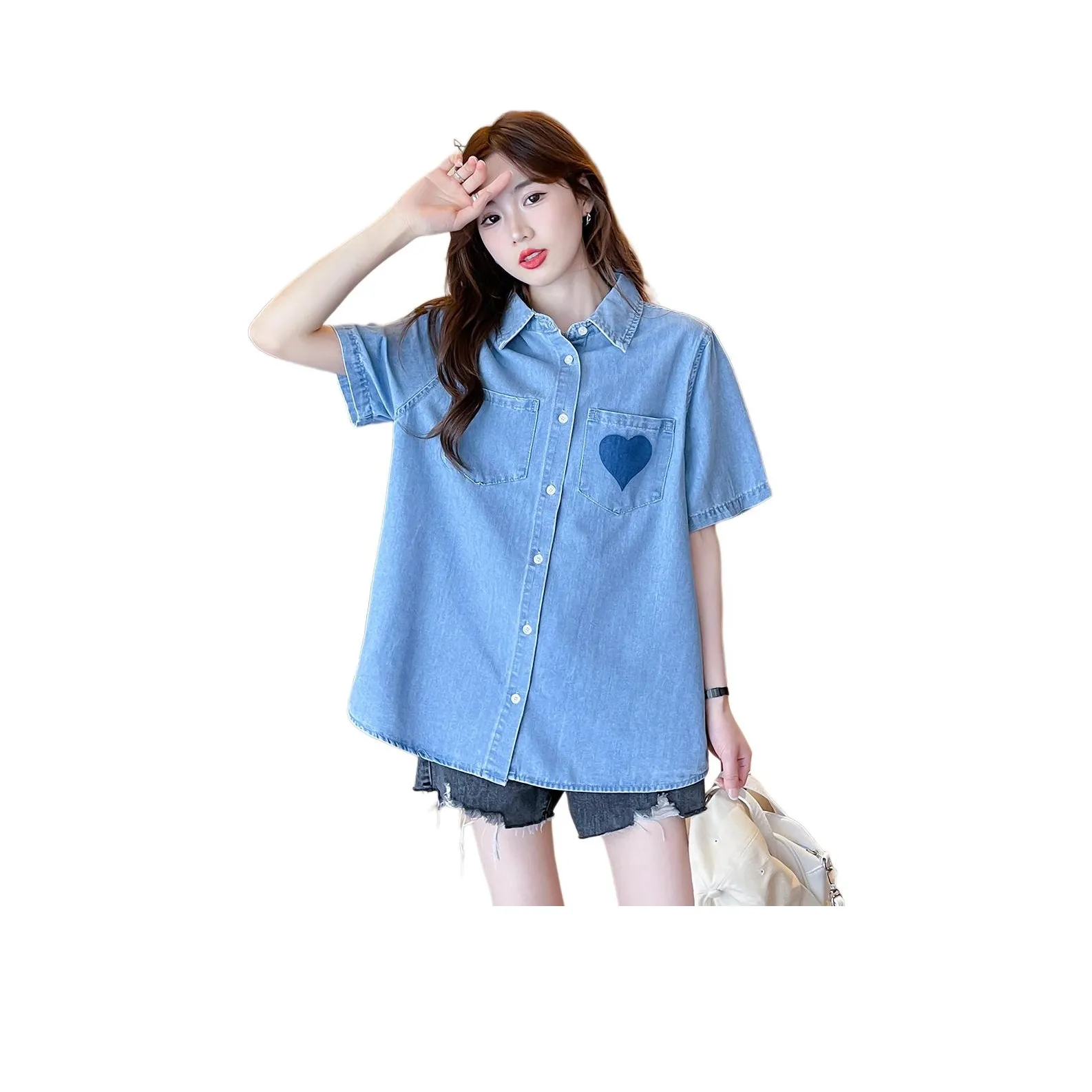 Tonlion Shirt Women's Light Denim Blue