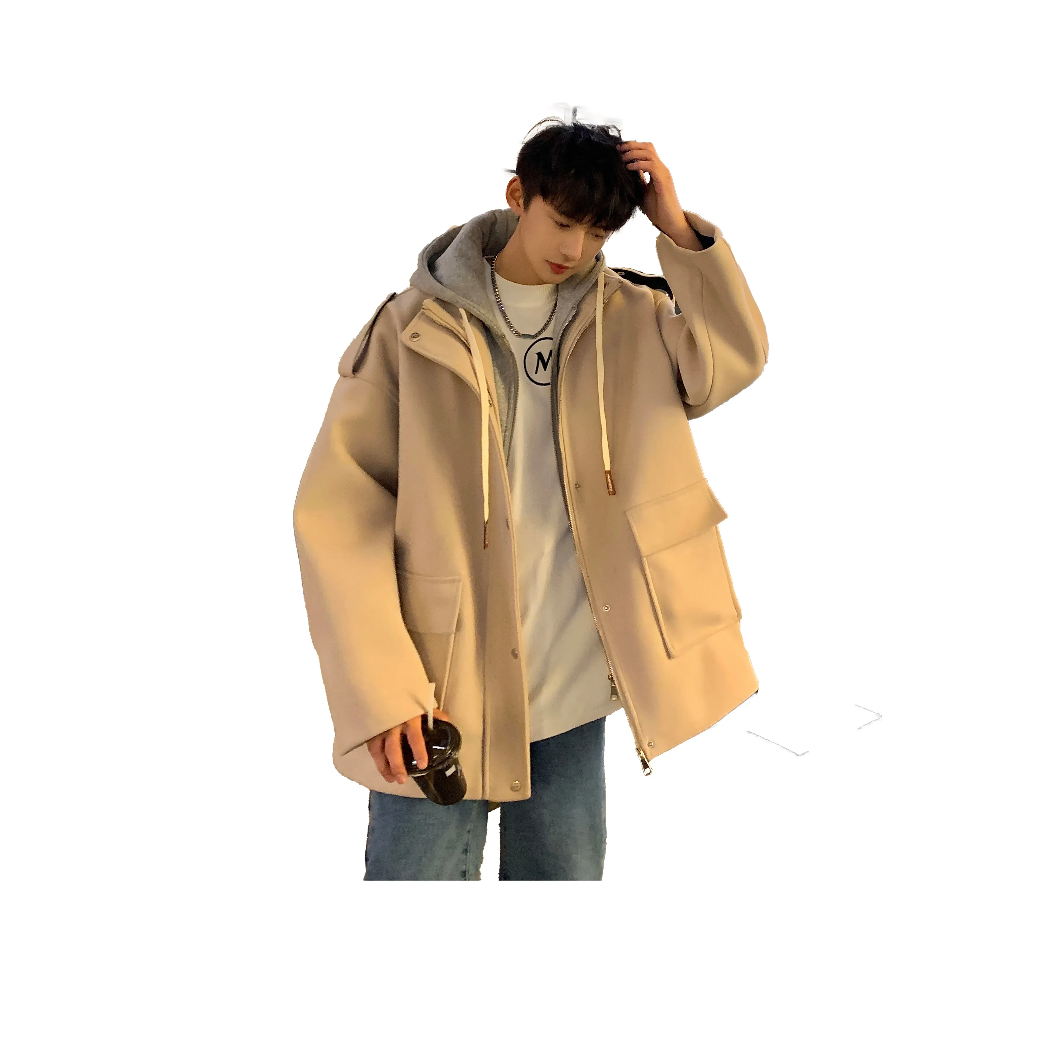HOKLV Coats Unisex Off White