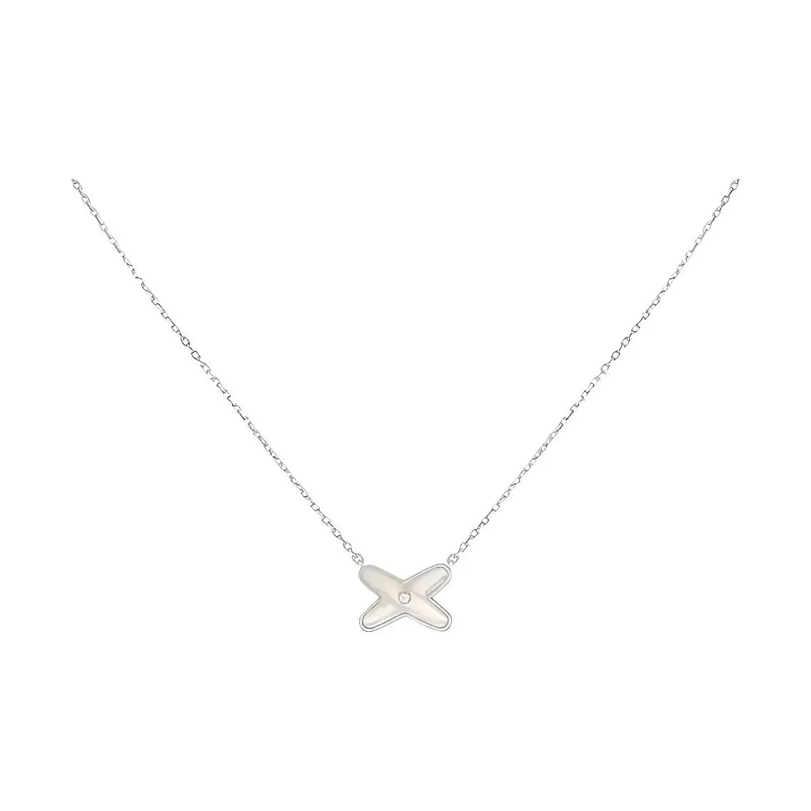 Chaumet 18K White Gold Rhinestone Embellished Necklaces Women's Silver