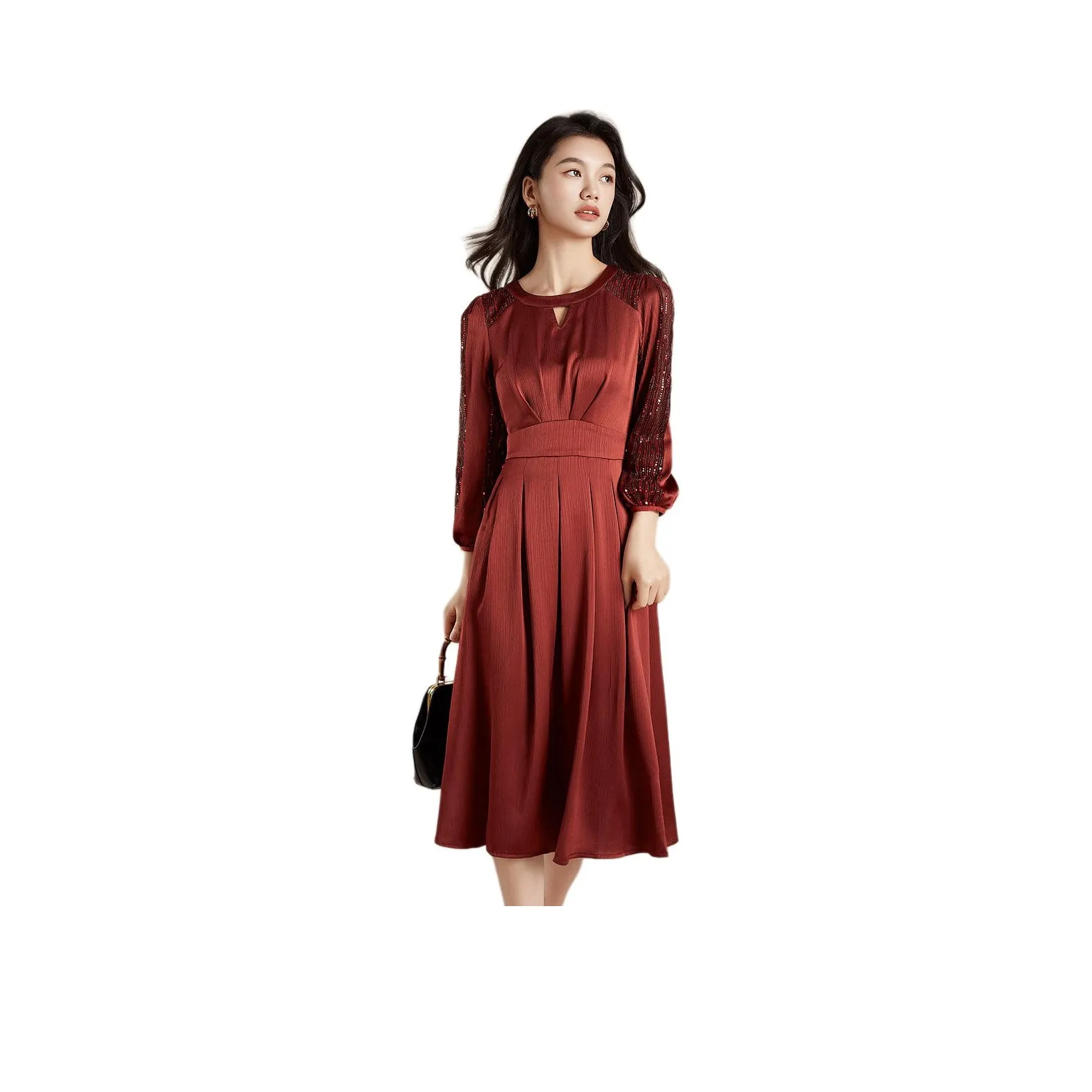 Mylan Длинное платье с длинными рукавами женское красное