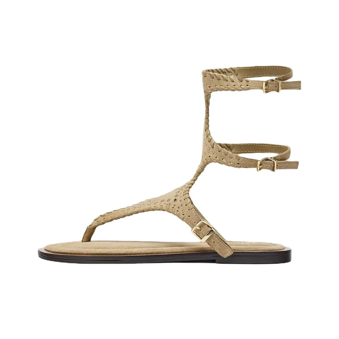 ZARA Римские сандалии 1,5 см Женские Песочно-коричневые