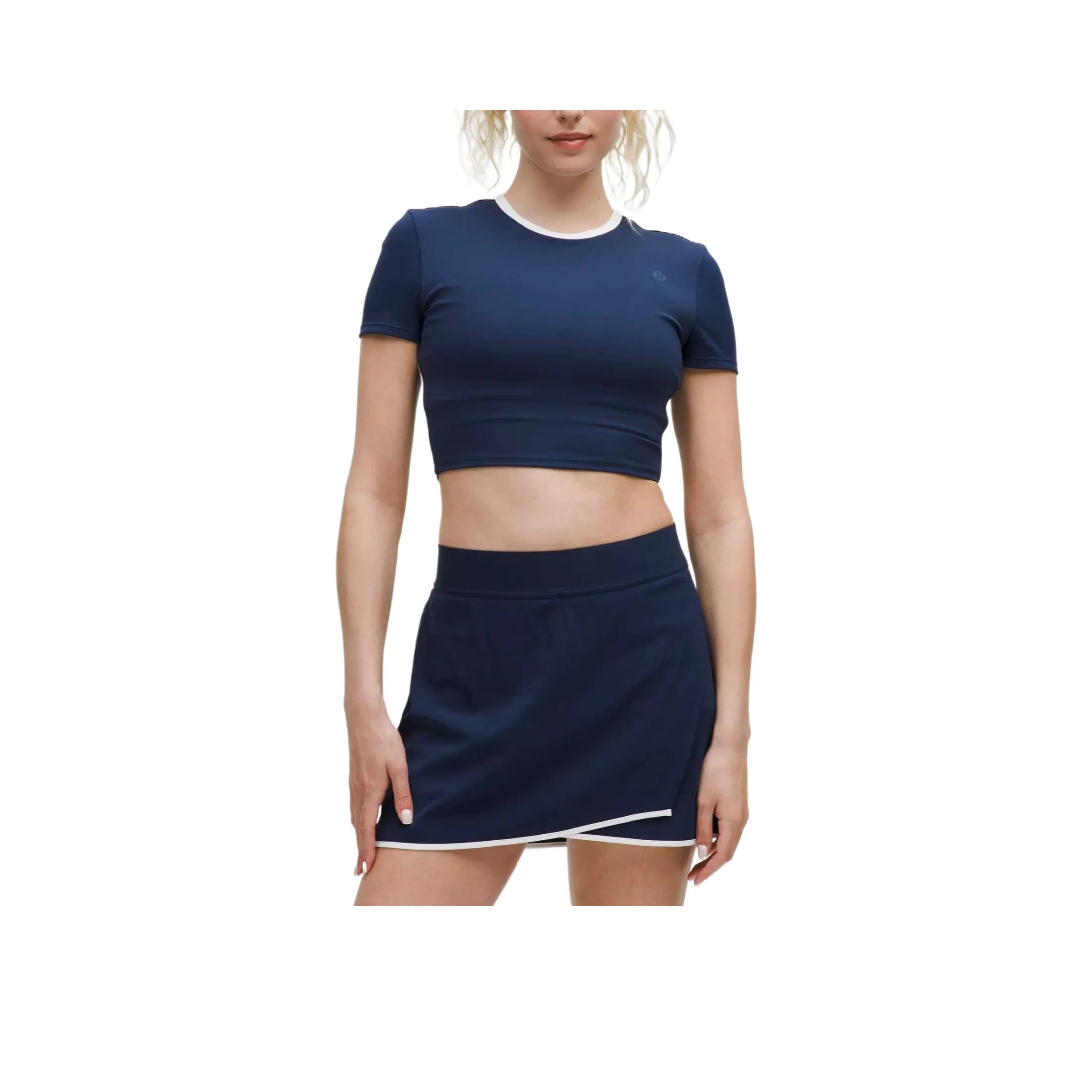 lululemon TIGHT FitCropped Коллекция Регулярный T Рубашка Женская Синий и Белый Клуб Синий и Белый