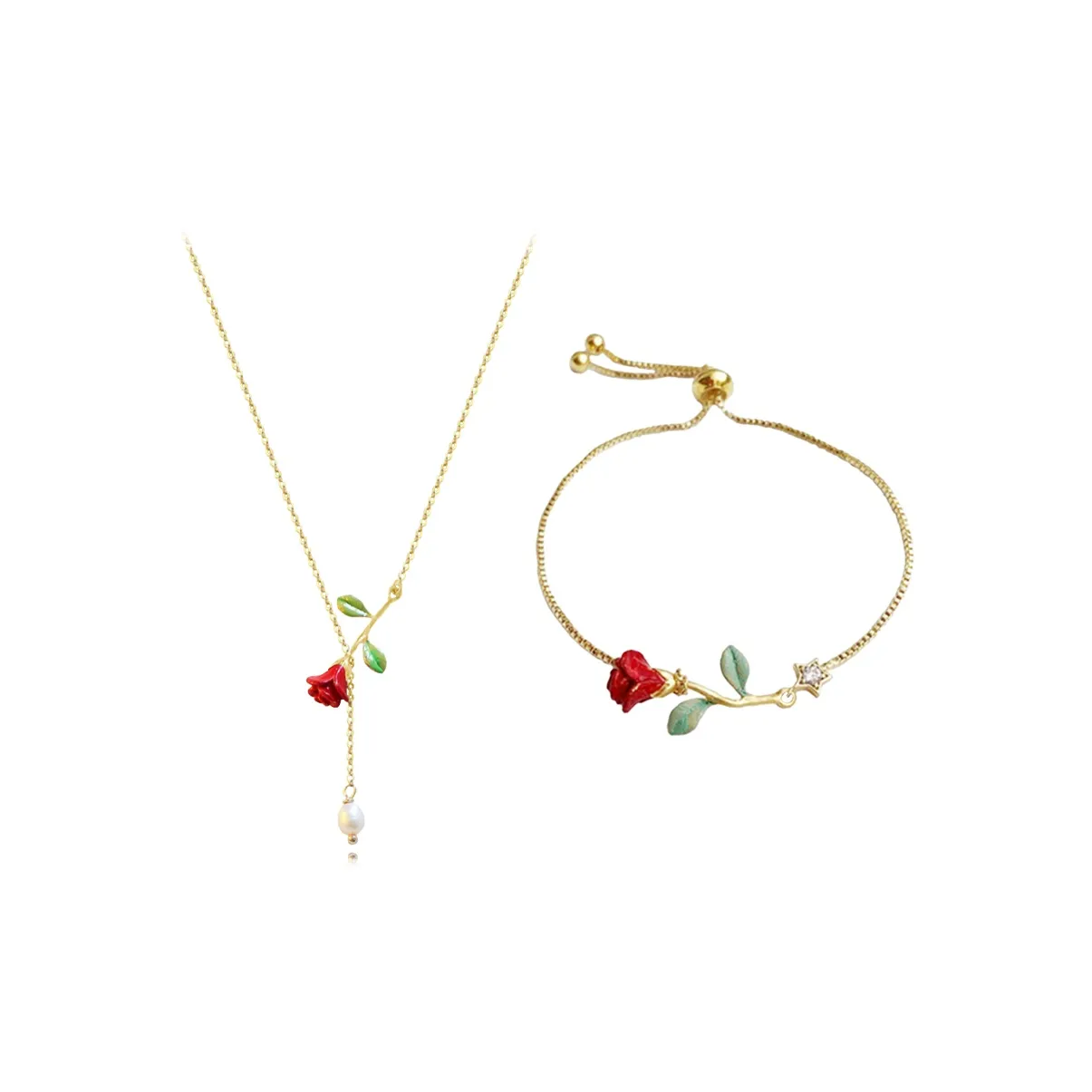 MUYAN Сплав Розовый Ожерелье Набор Женские