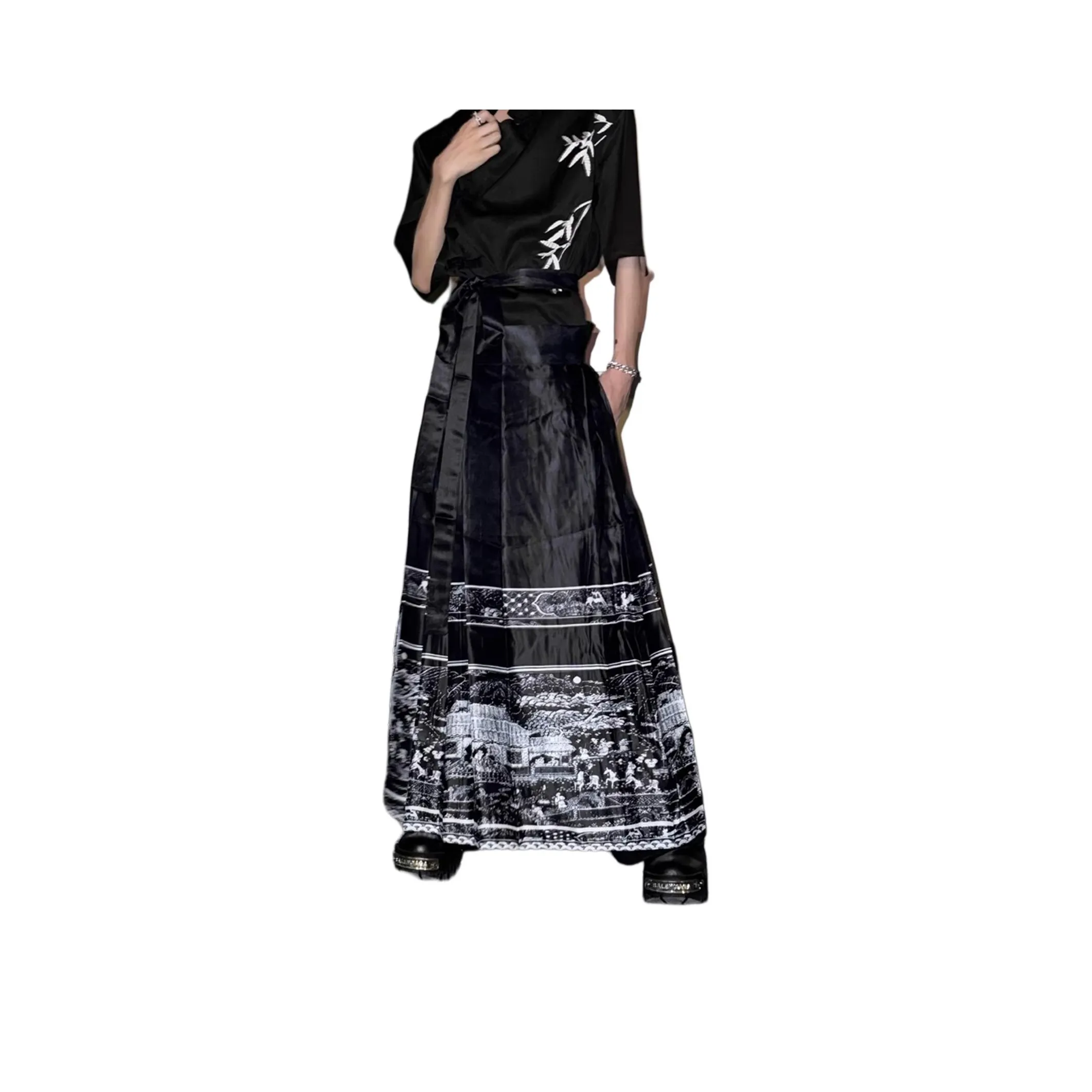 NEVER RULE Черная унисекс юбка