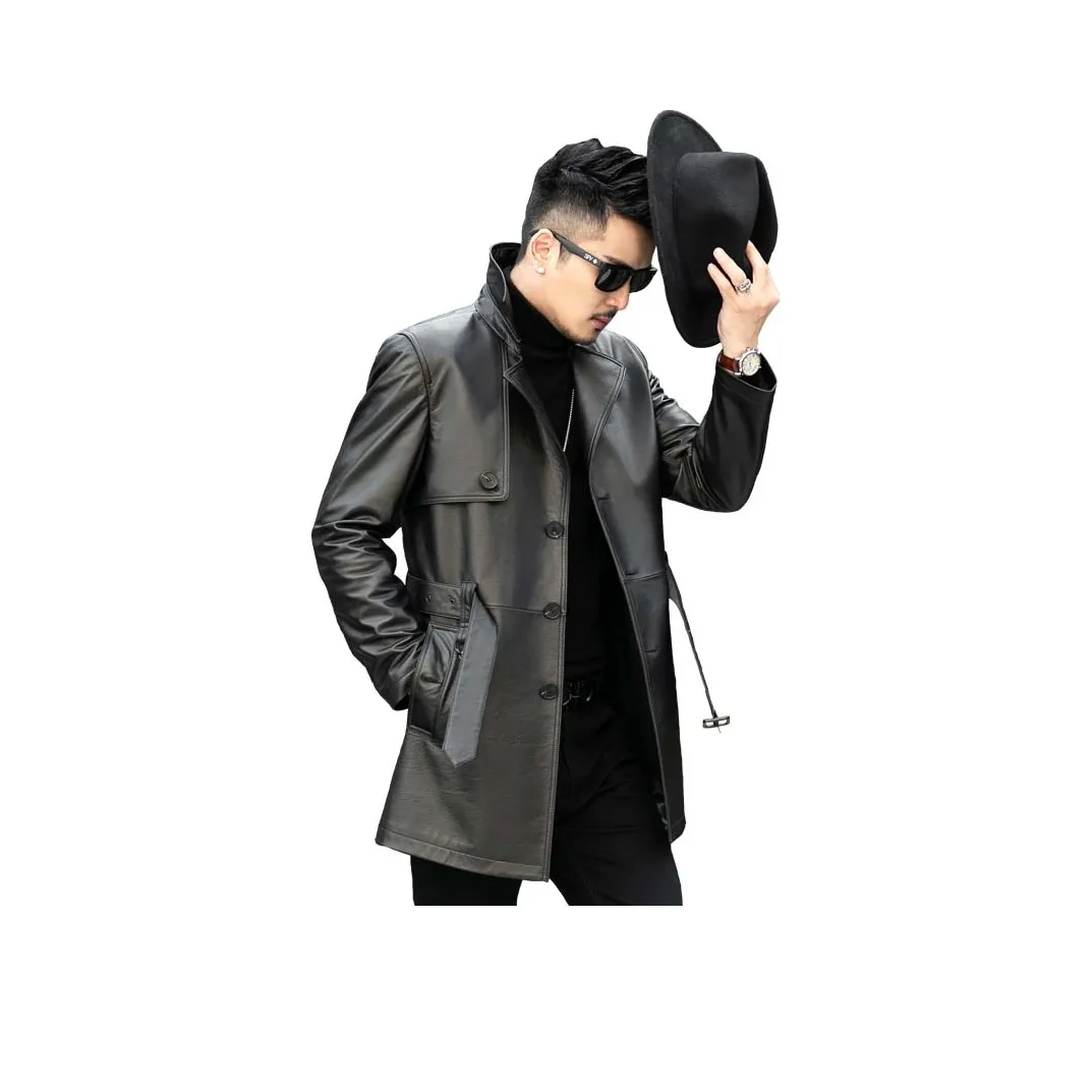 JIMU Leather Jacket Men's Black