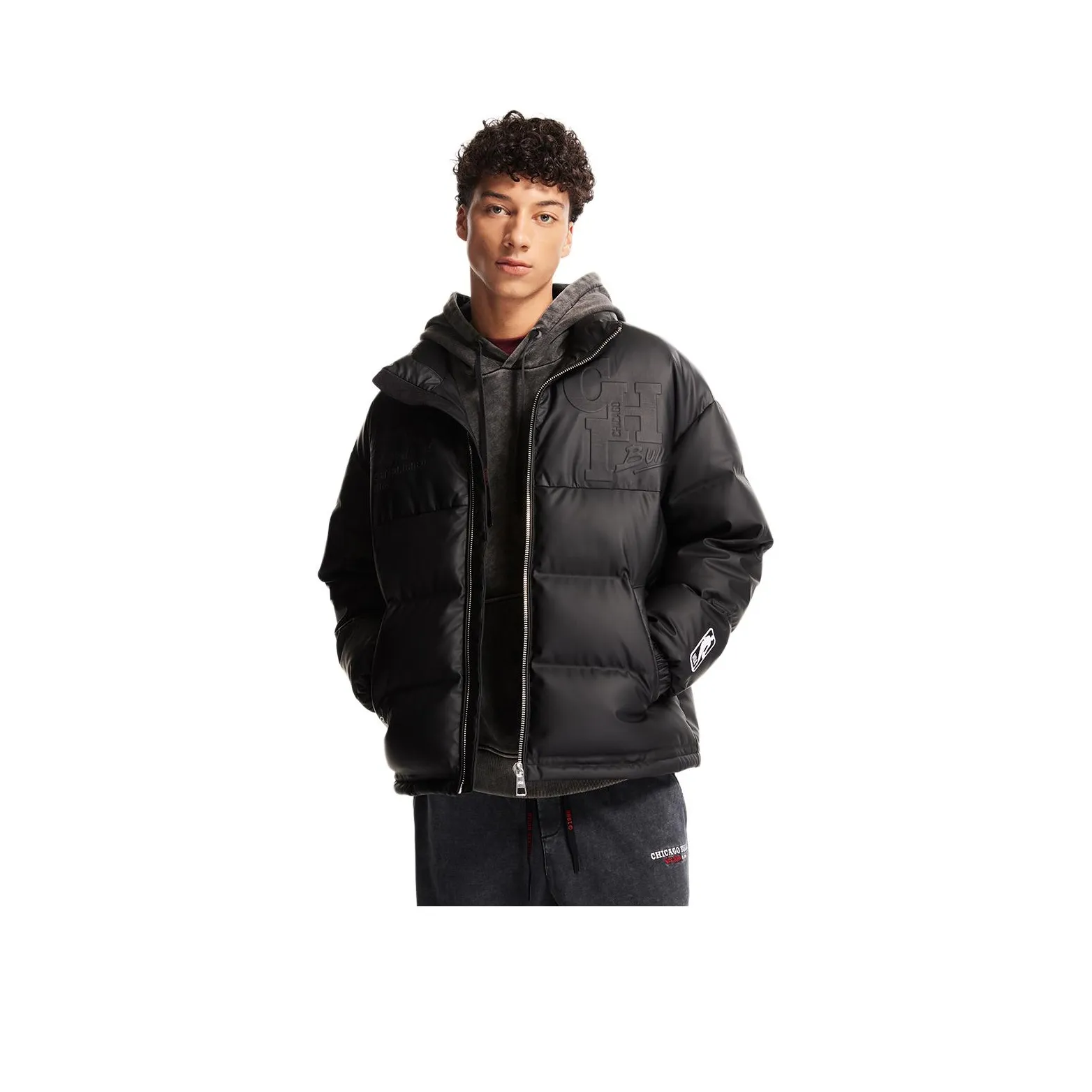 JACK JONES· X NBA Down Jacket Coat Unisex Black JACK JONES· X NBA Пуховик Пальто Унисекс Черный