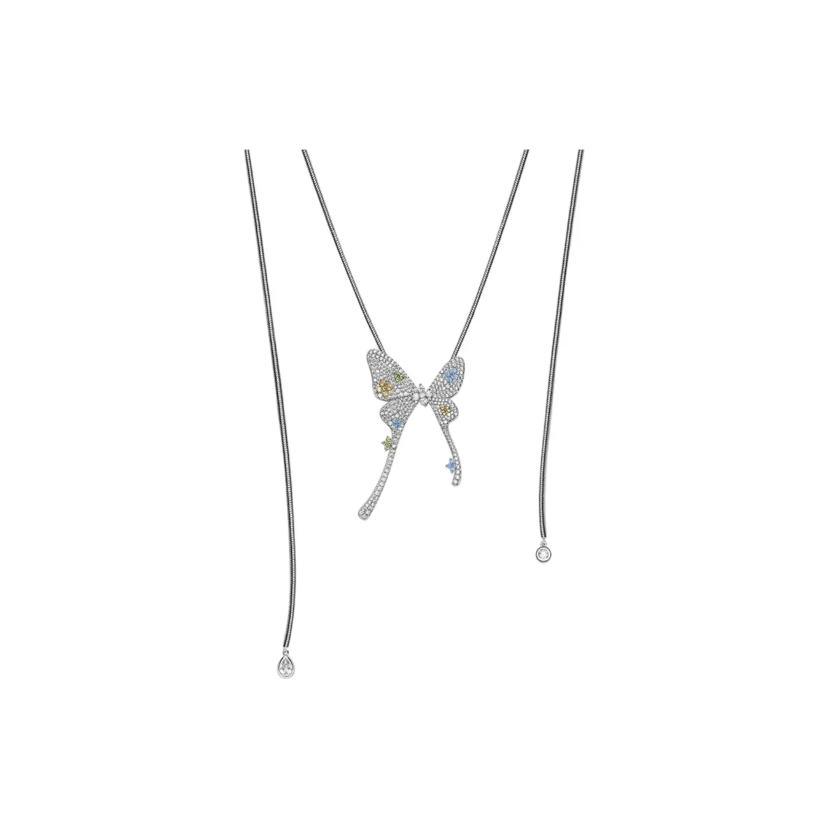 HEFANG Copper Butterfly Floral Long Necklace Women's