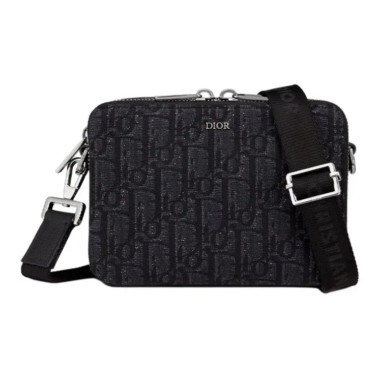 DIOR Jacquard Fabric Handheld Crossbody Bag, Shoulder Bag Men's Black
