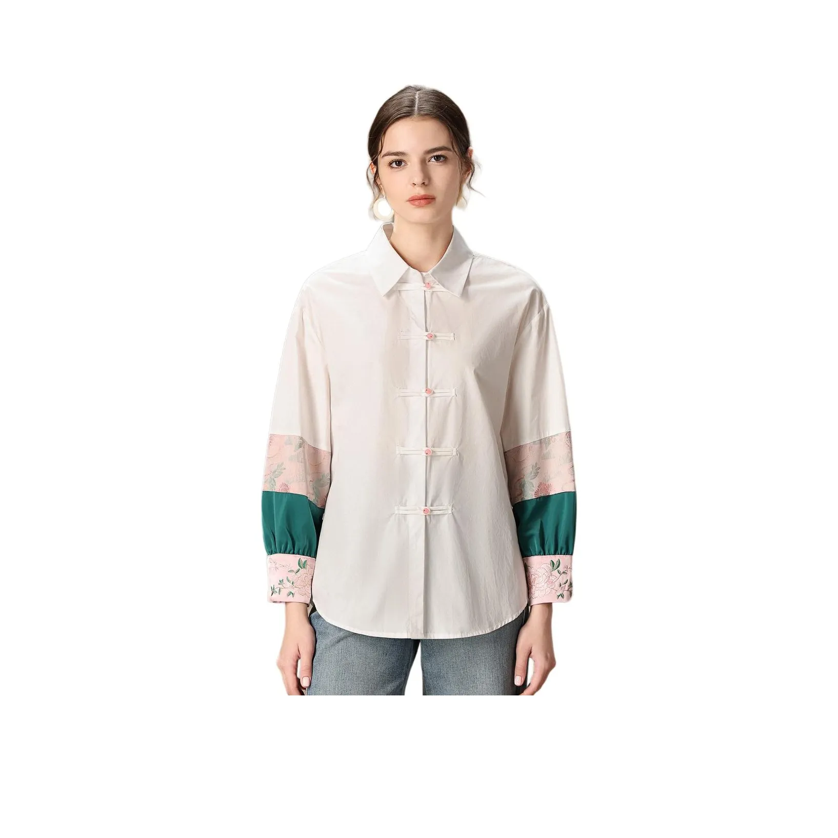 FENHONGMALI Рубашка Женская Белая