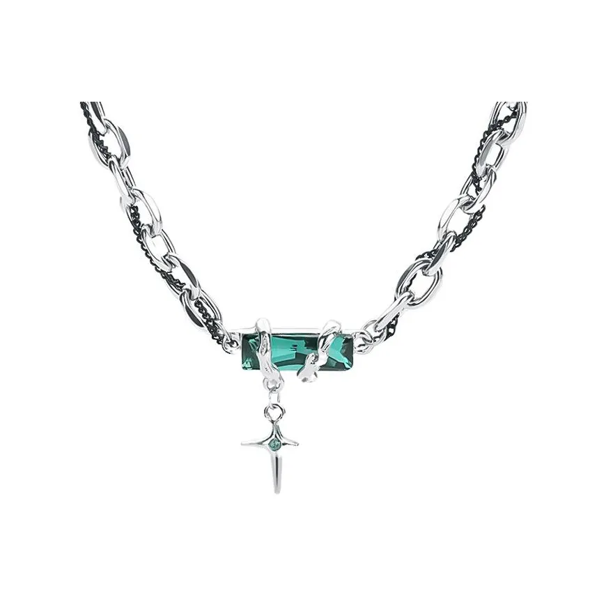 MUYAN Титановая сталь Зеленый World Мелкие блестки Ожерелье Мужской