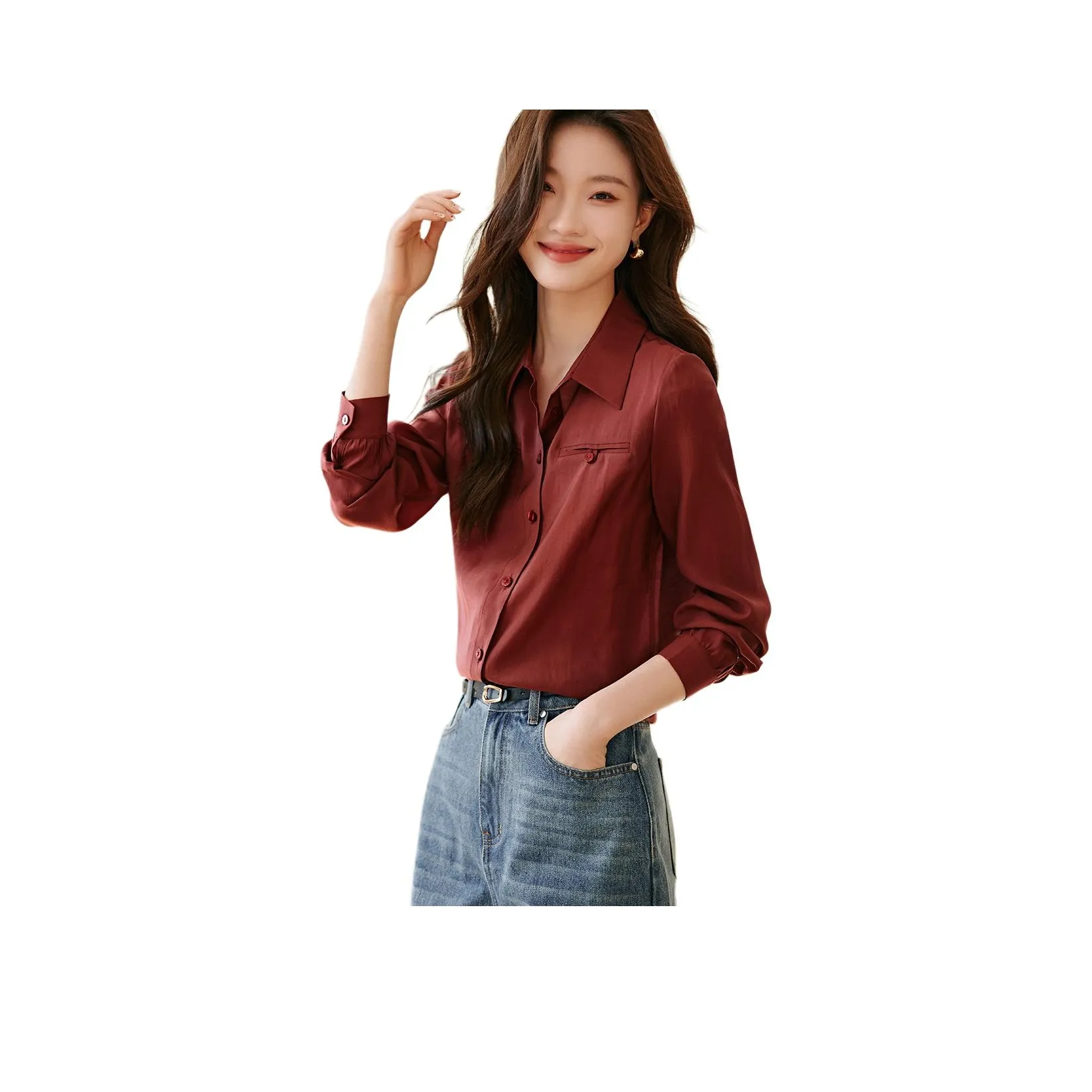 Mo Han Yi Mei Рубашка Женская Красная