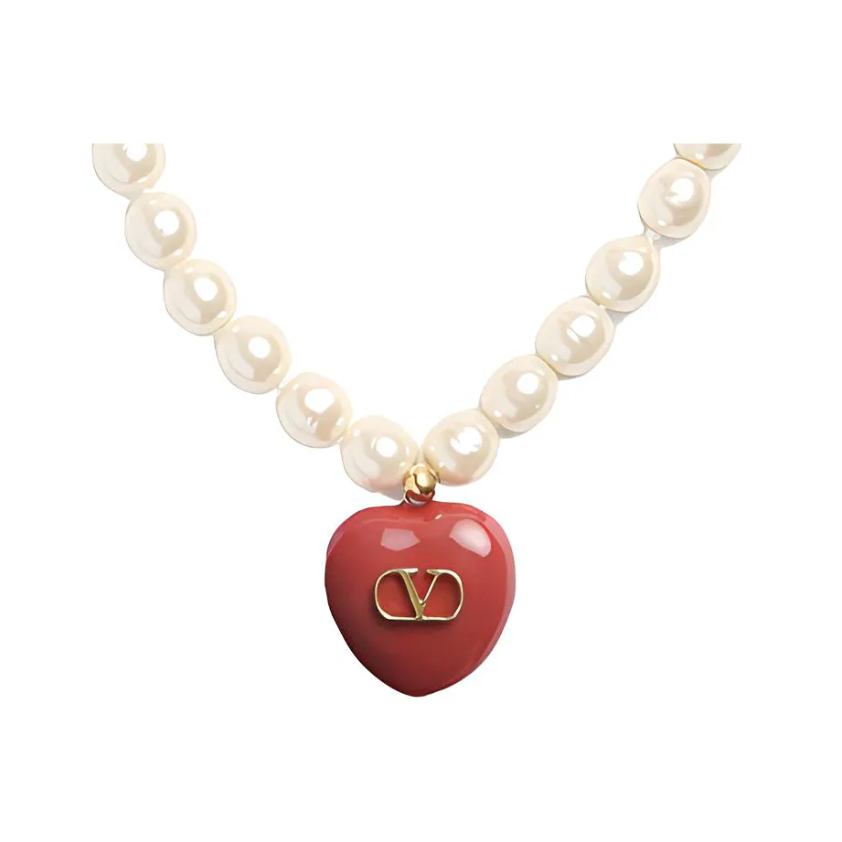 Valentino Heart Pendant Embellished Necklace