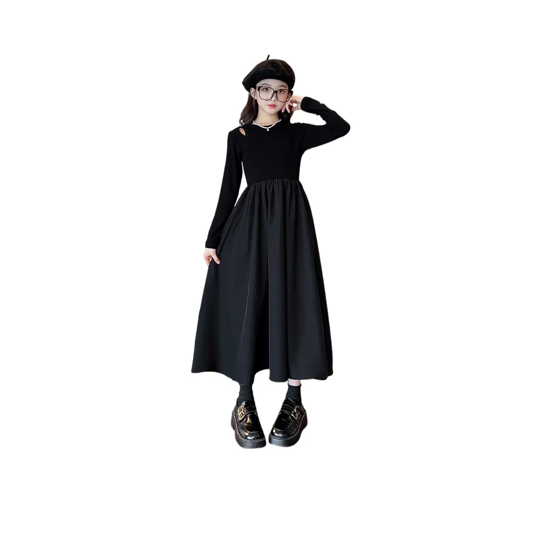 Aisina Детское платье для подростков черное