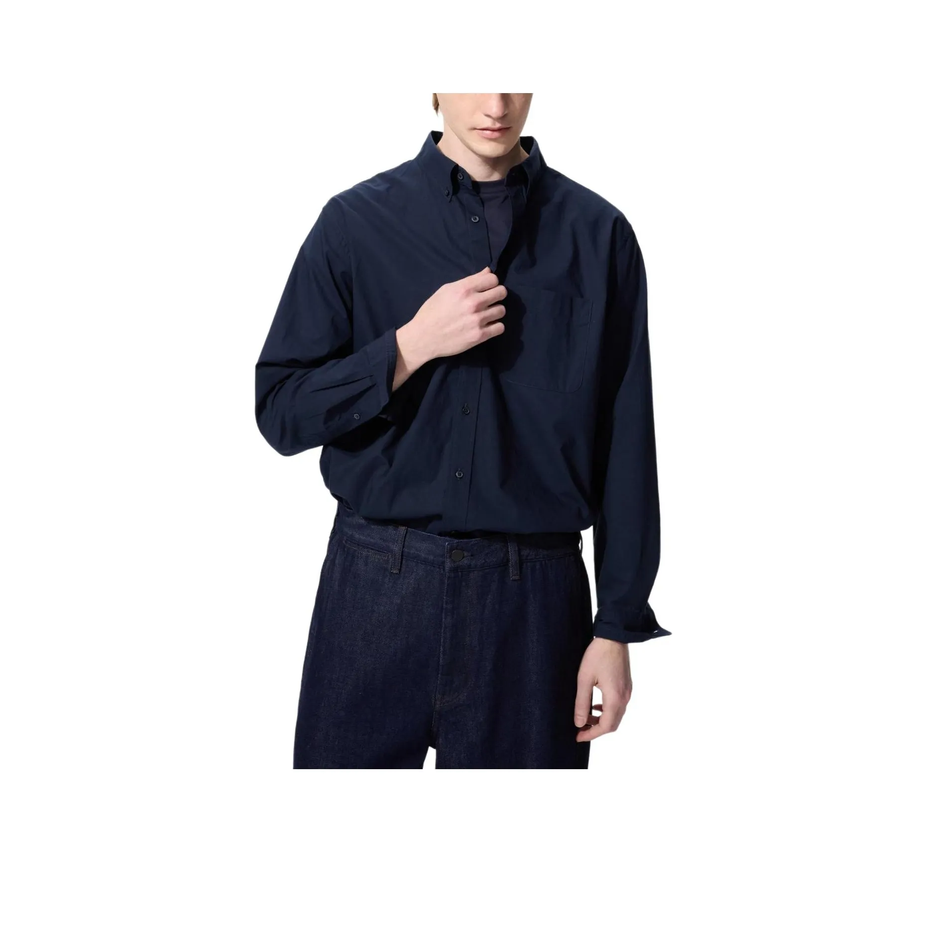 UNIQLO Темно-синяя унисекс рубашка