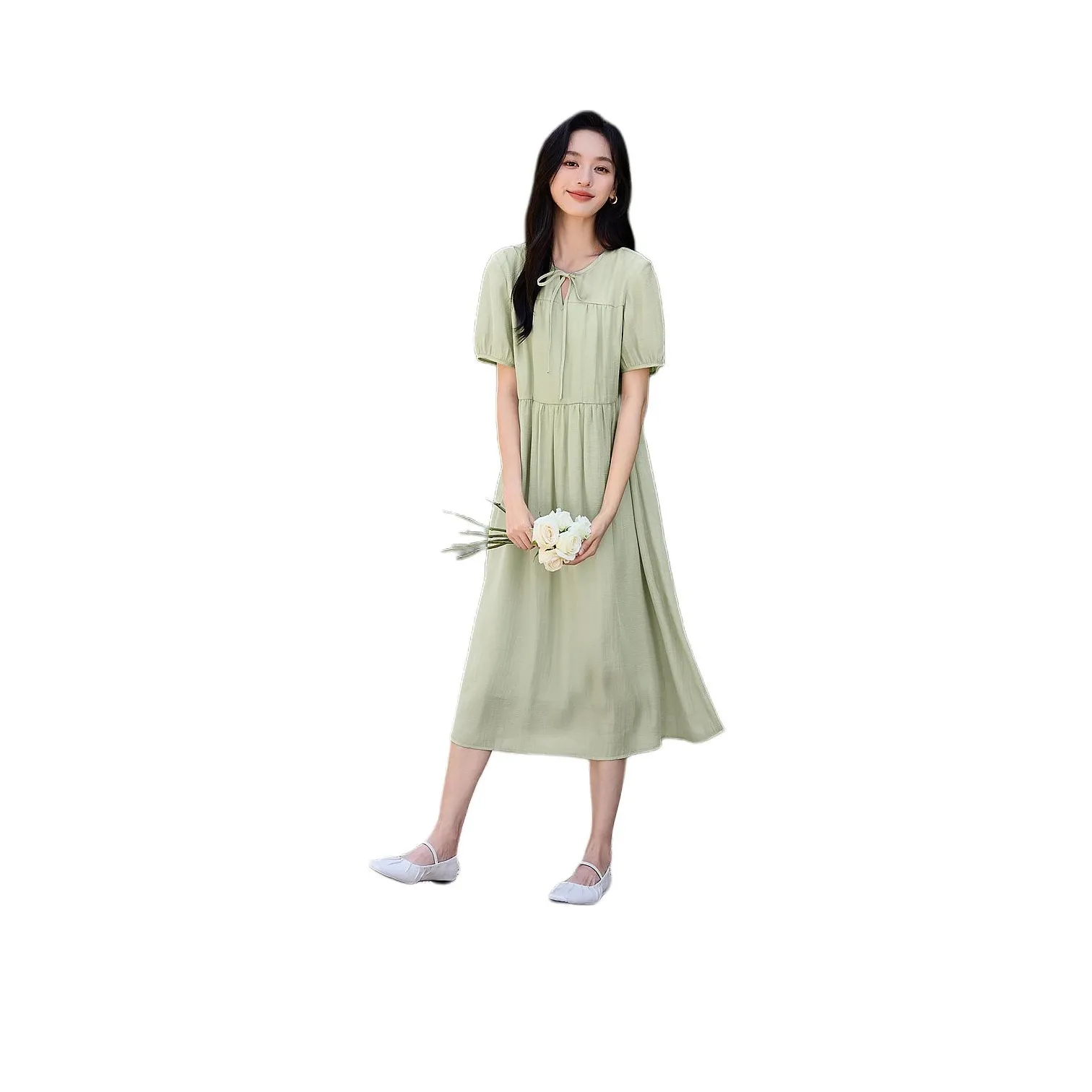 Mo Han Yi Mei Short Sleeved Dress Women's Green