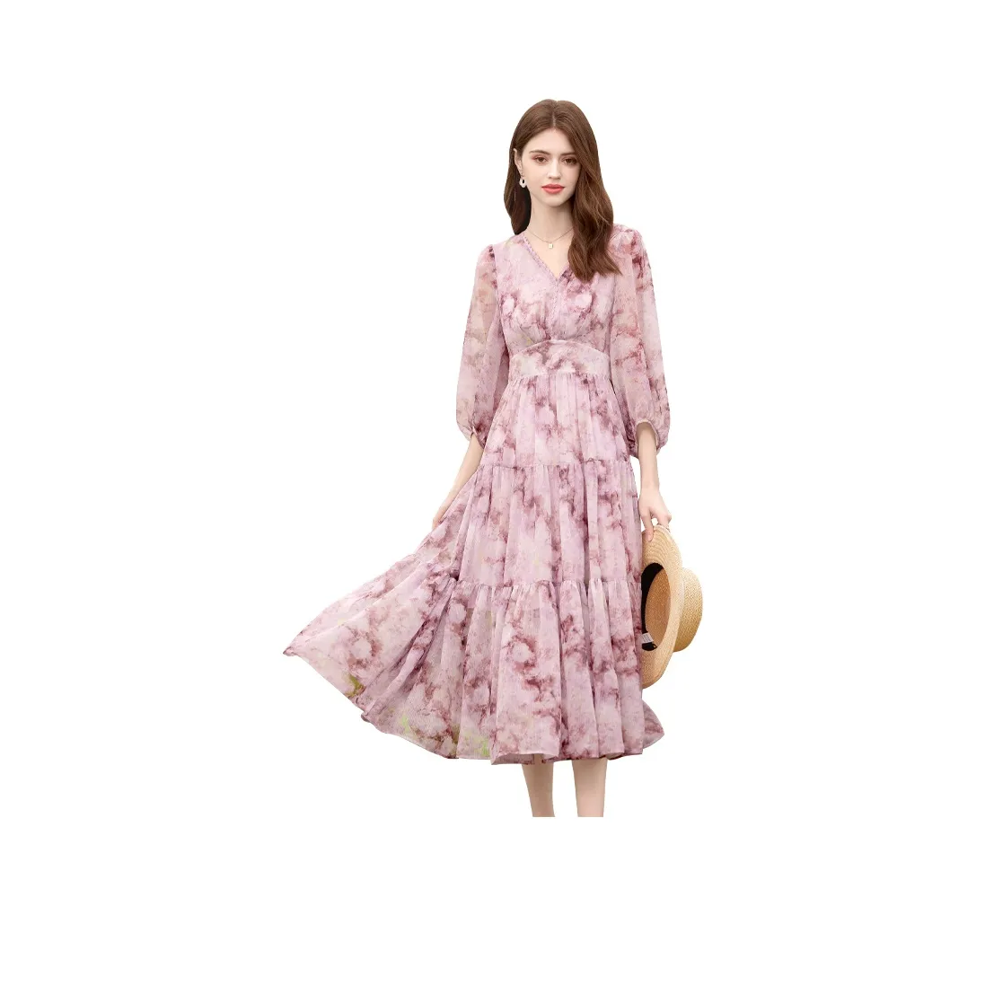 TOUCH Long Sleeved Dress Women's Pink Purple Floral