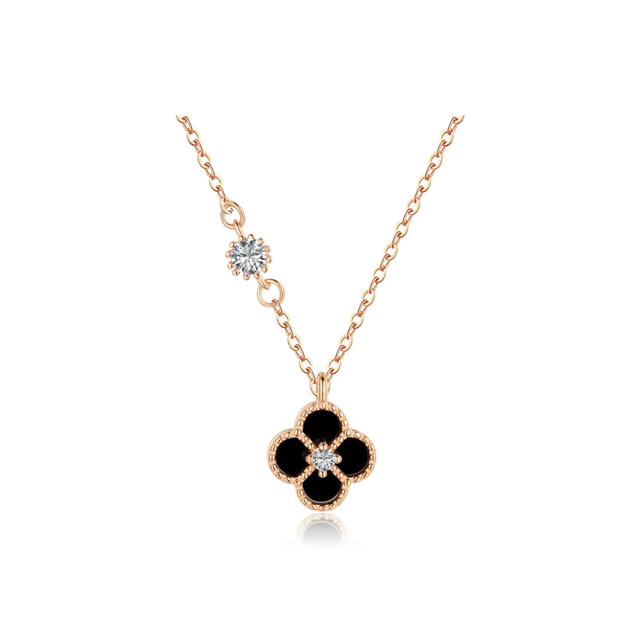 HOLLY RYAN Agate 925 Sterling Silver Lucky Four Leaf Clover Necklace Women's