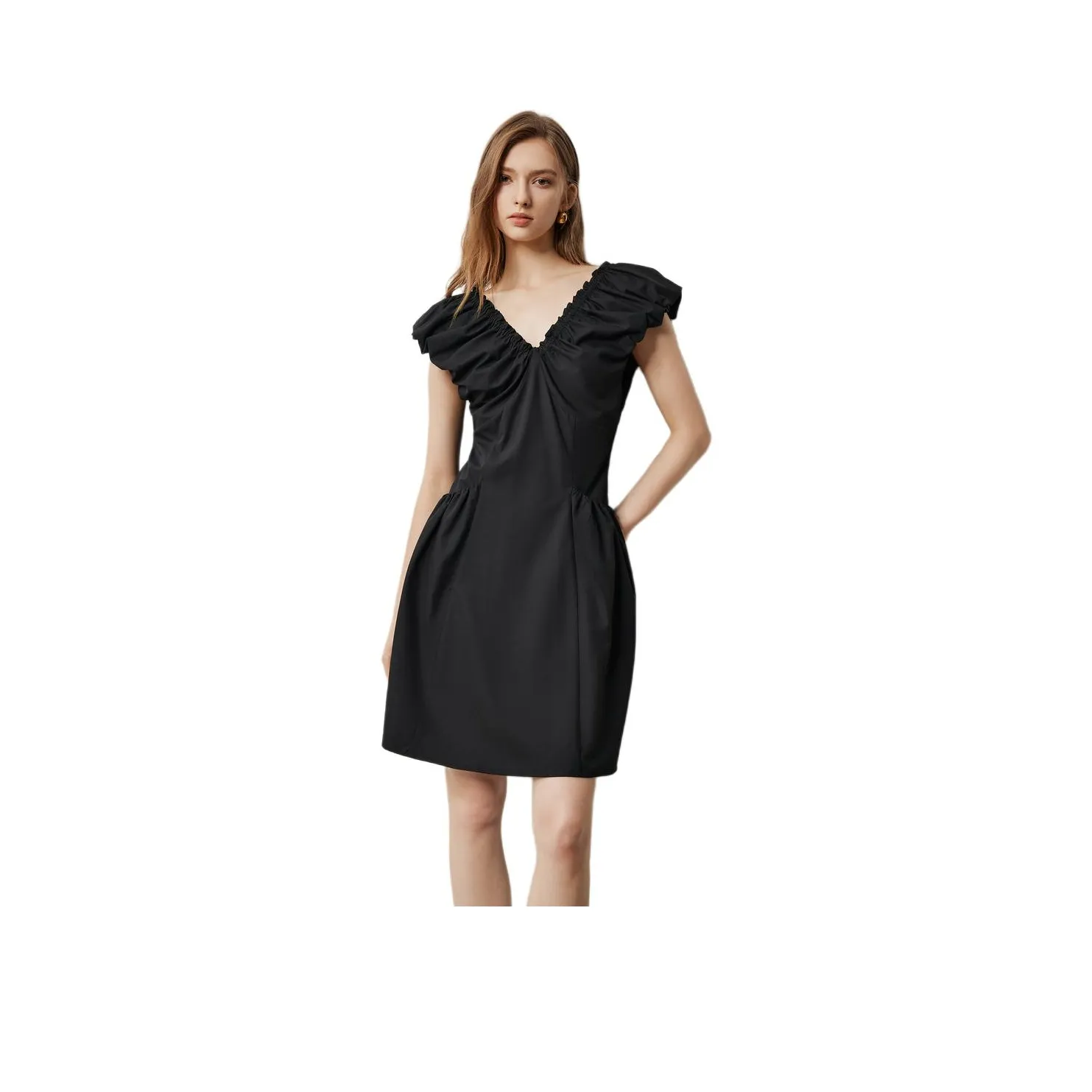 Initial Language Без рукавов Платье Женское Черное