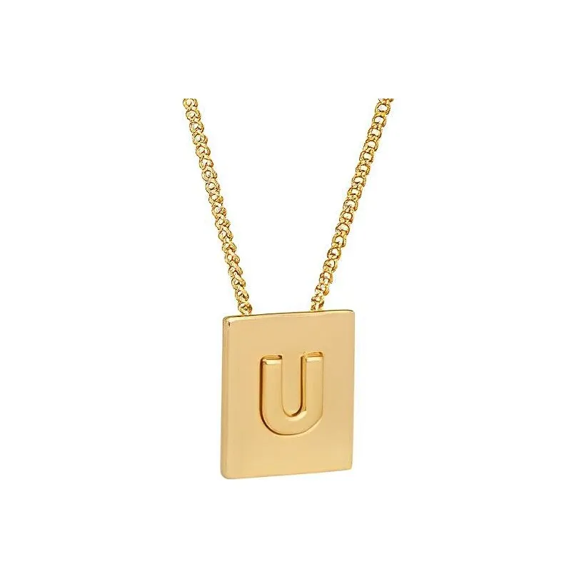 CELINE Alphabet U Necklace In Brass With Gold Finish