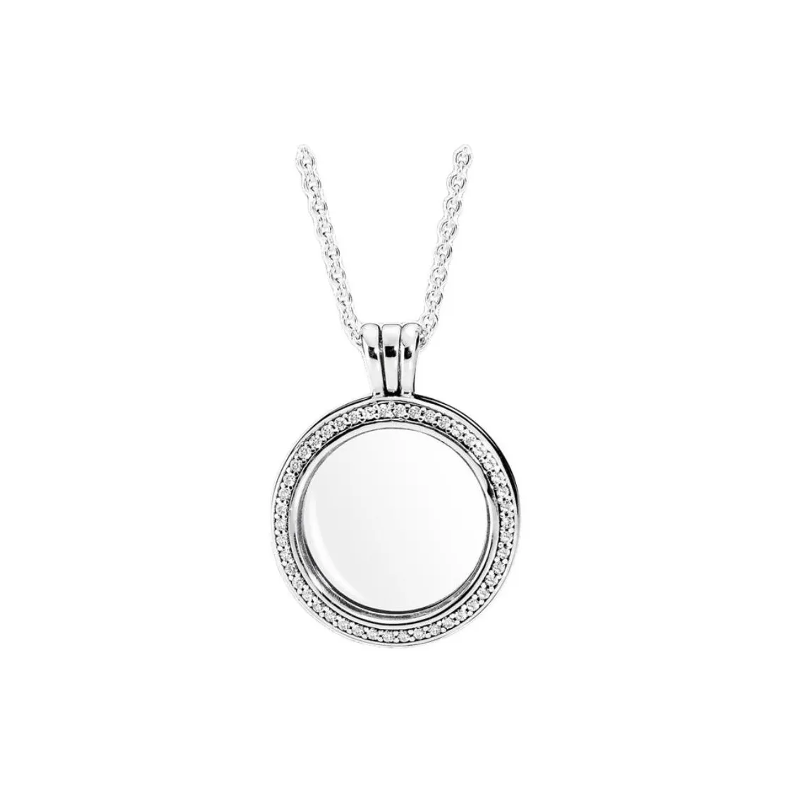 Pandora 925 Sterling Silver Glass Synthetic Cubic Zirconia Blended Material Necklaces Women's Silver