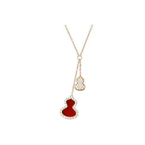 Qeelin Wulu 18K Rose Gold Diamond And Red Agate Necklaces Women's New Year Red