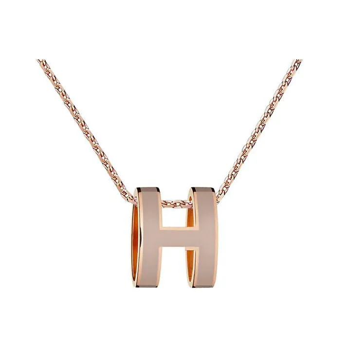HERMES POP H Collection Gold Plated Necklaces Women's Milk Tea Light Umber