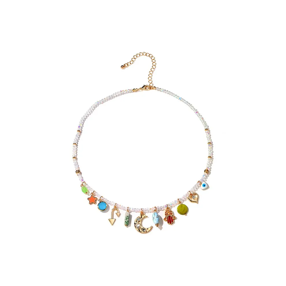 Summer Star Цветное стекло Натуральный камень Ожерелье Женское