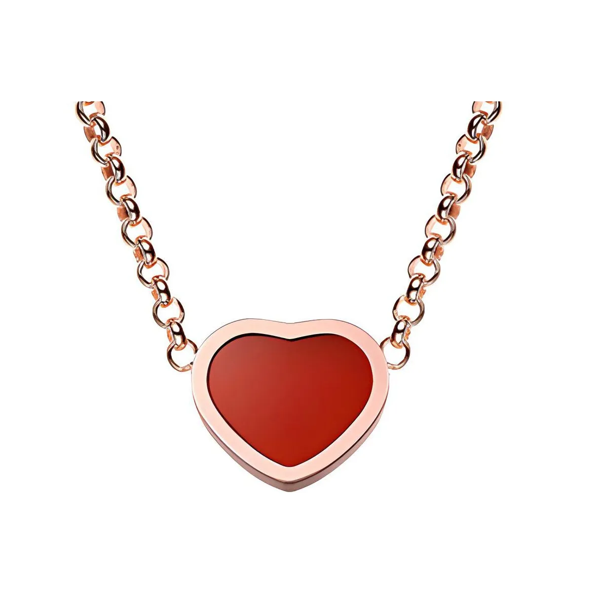 Chopard 18kt Rose Gold My Happy Heart Carnelian Necklace