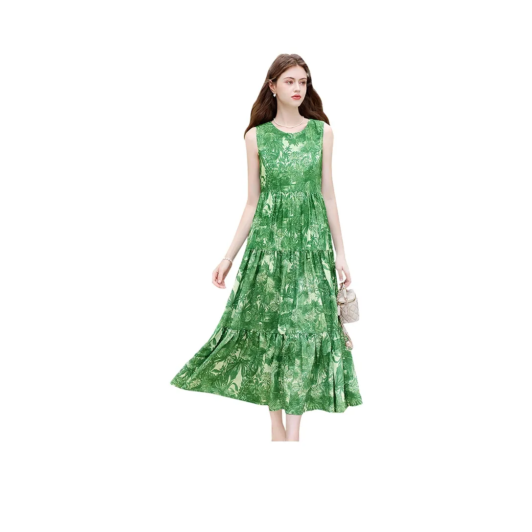 TOUCH Sleeveless Dress Women's Green Flower