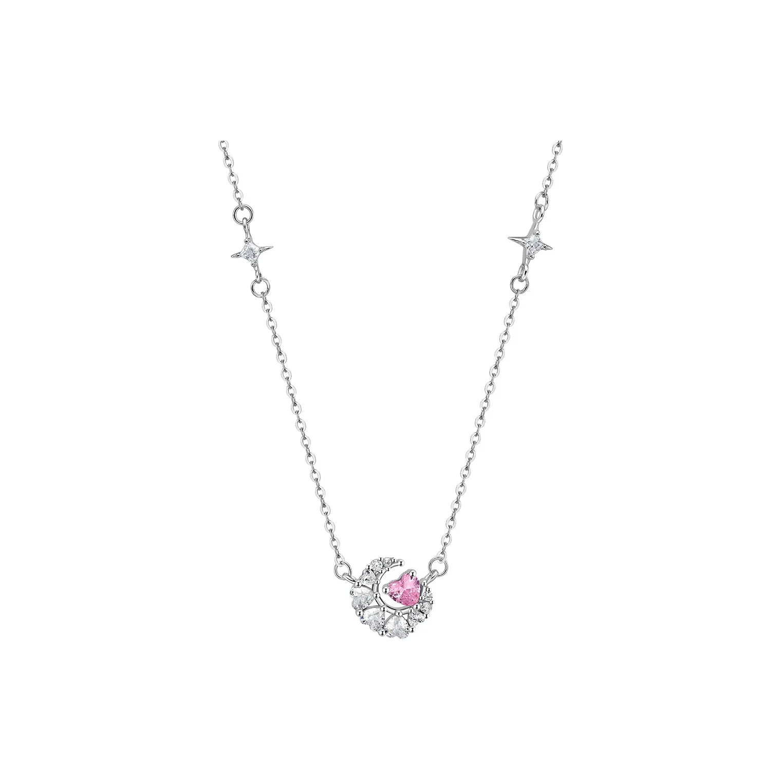 ME LUXE S925 Silver Necklace, Versatile #Good Luck Crystal, Declaration Of Love And Anniversary Gift Women's