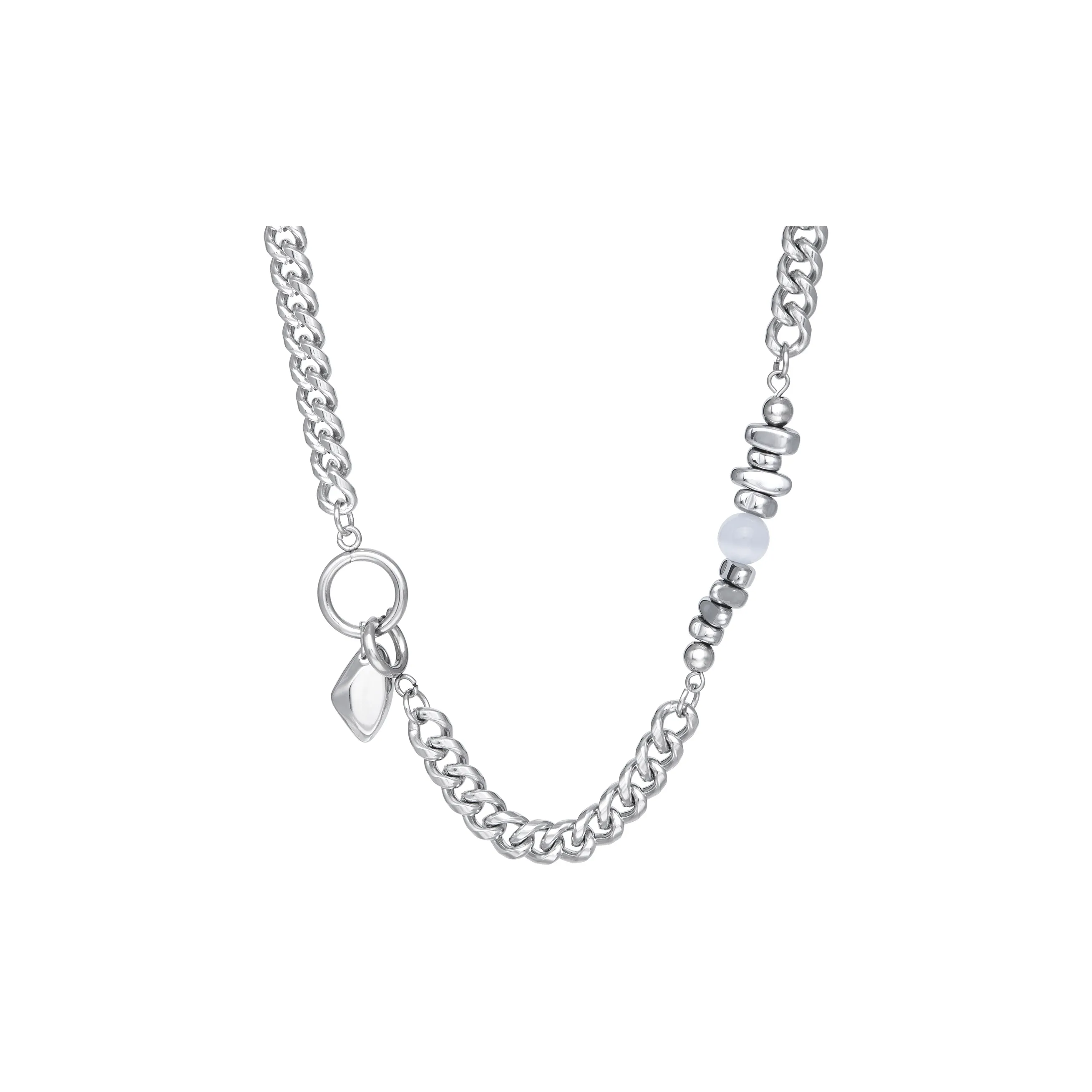 ENFANTIN Нержавеющая сталь Стекло "Кошачий глаз" Гематитовые ожерелья Унисекс