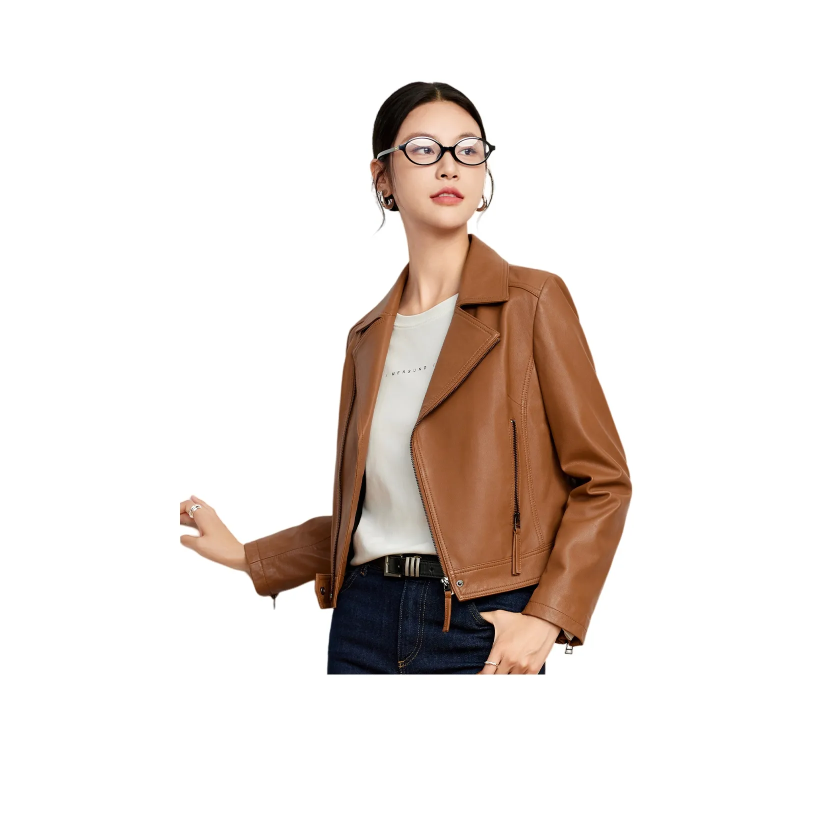 FORTEI Leather Jacket Women's Ginger Yellow