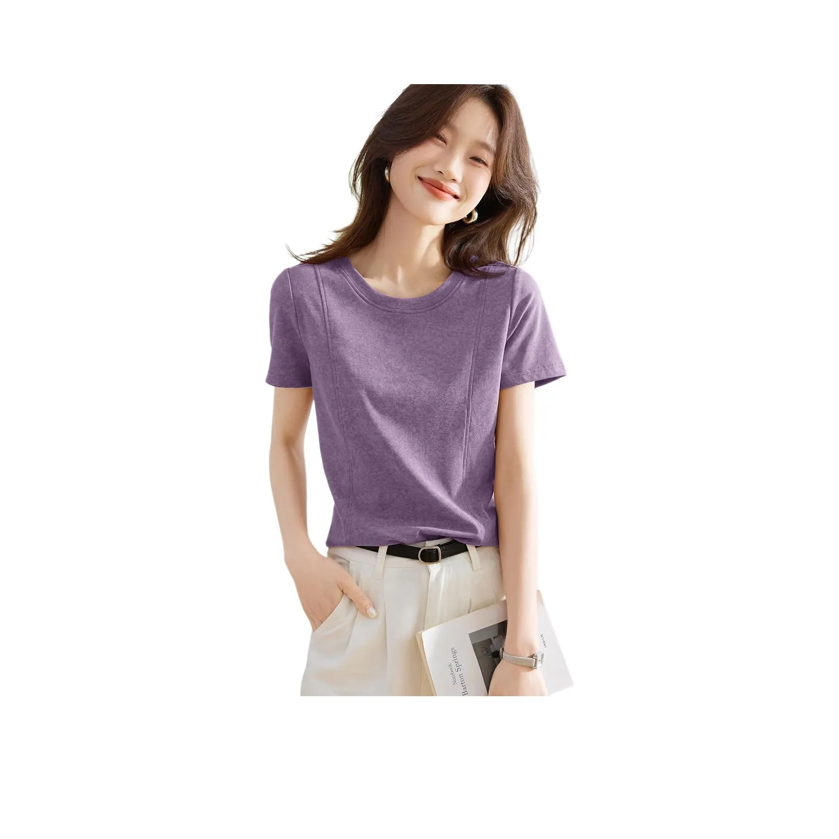 Mo Han Yi Mei Фиолетовые Женские Футболки