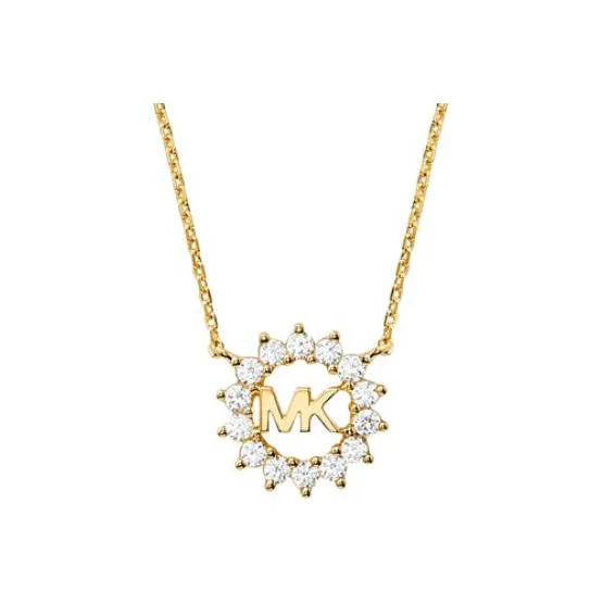 MICHAEL KORS Sterling Silver, 14K Gold Plated, Cubic Zirconia Necklaces Unisex Gold