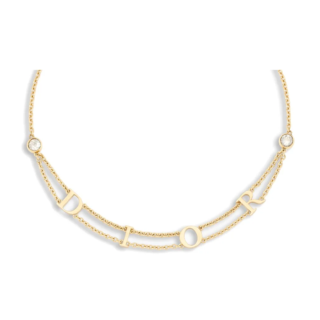 DIOR Metal, Crystal Necklaces Women's Gold
