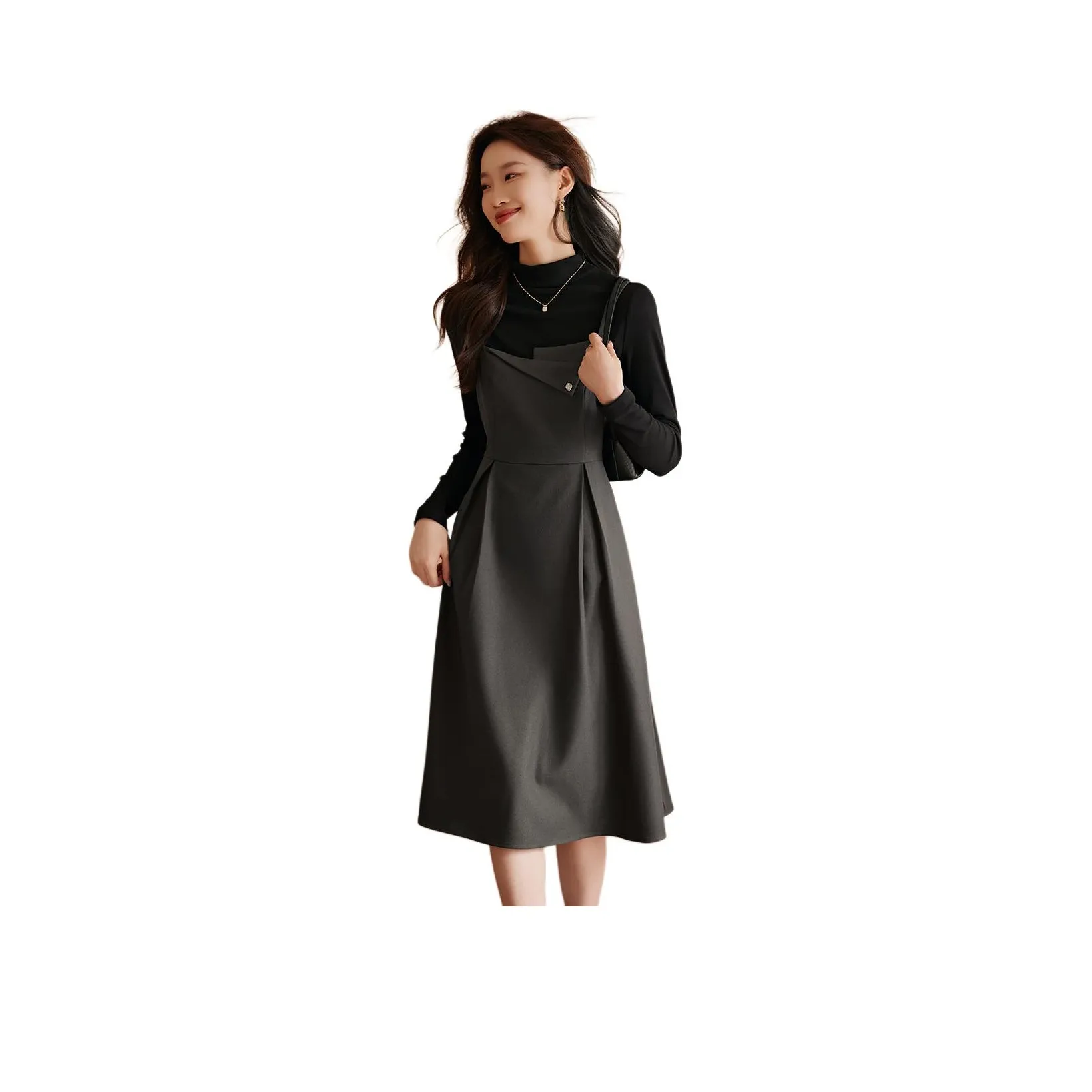 Mo Han Yi Mei Комплект с юбкой Женские Черный Подкладка с Серым Внешняя сторона