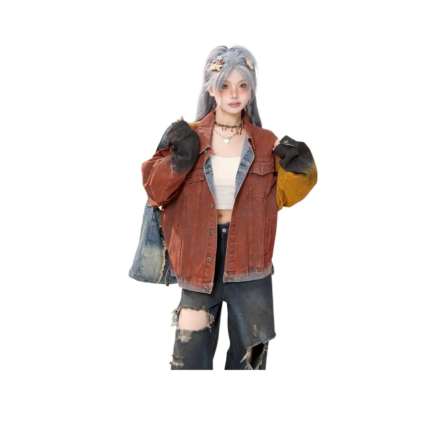 JIMI&JONS Темно-кофейный унисекс джинсовые куртки