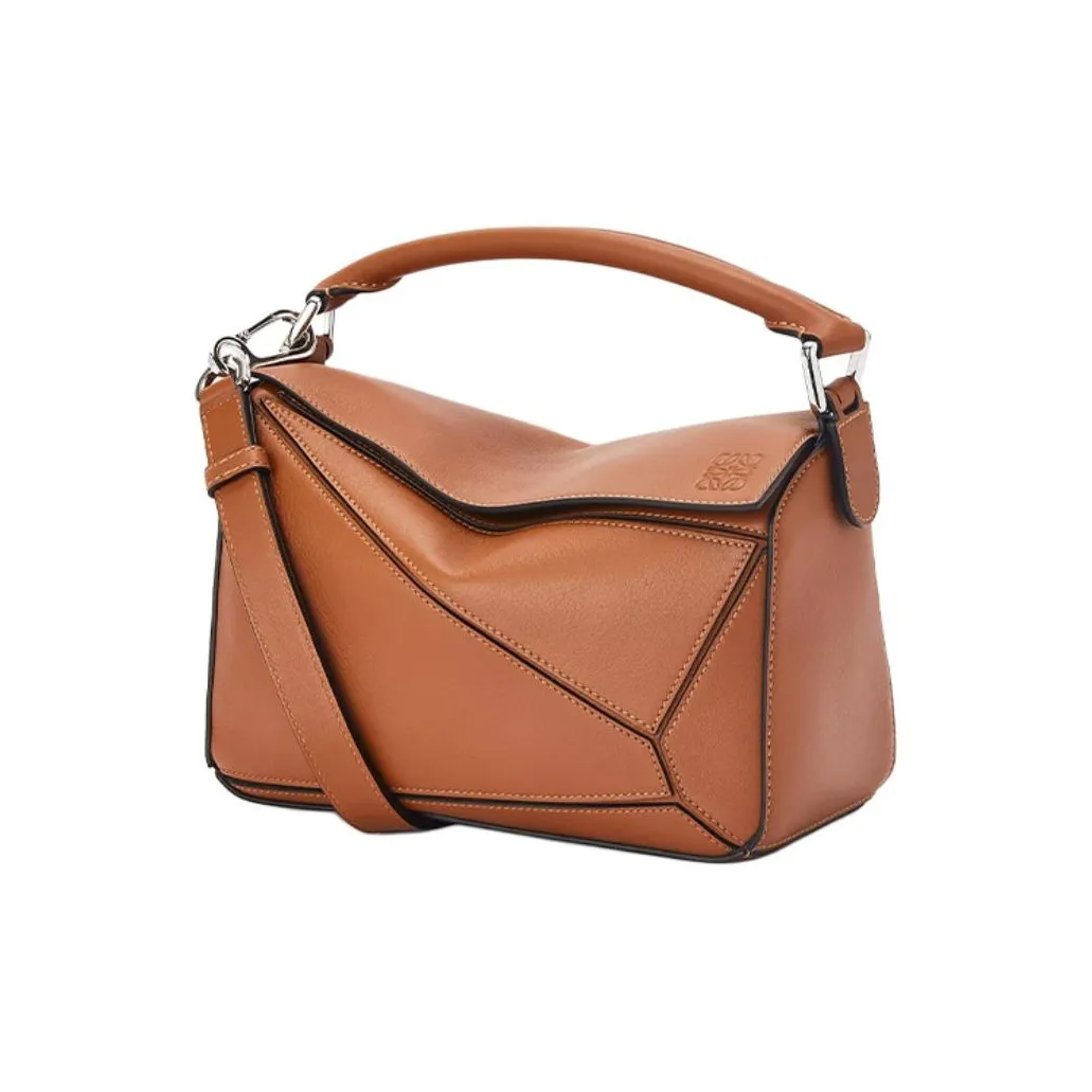 LOEWE Puzzle Classic Cow Leather Geometric Puzzle Bag Handbag Trumpets Women's Brown/Caramel