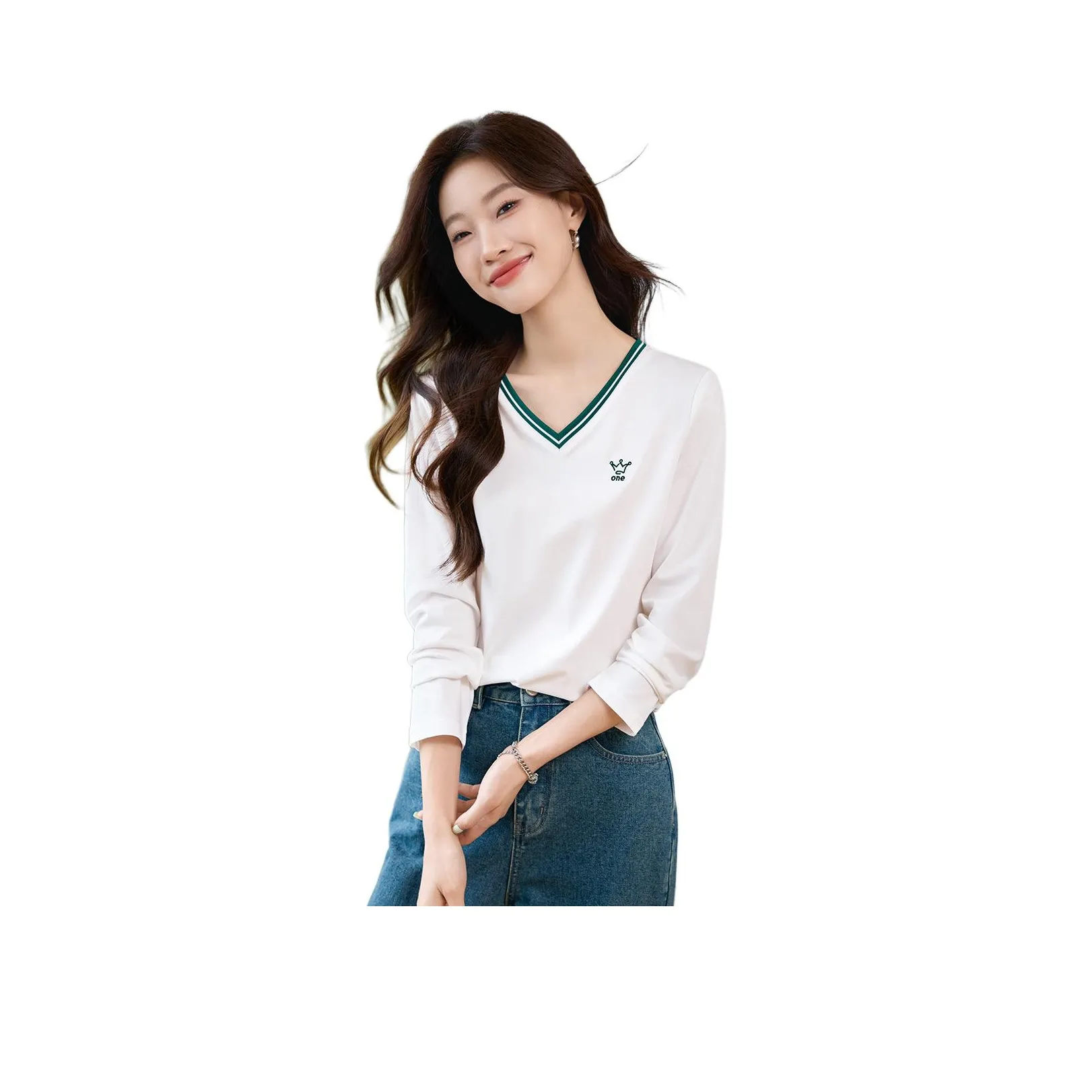 Mo Han Yi Mei Стандартная T-рубашка Женская Натуральный Белый