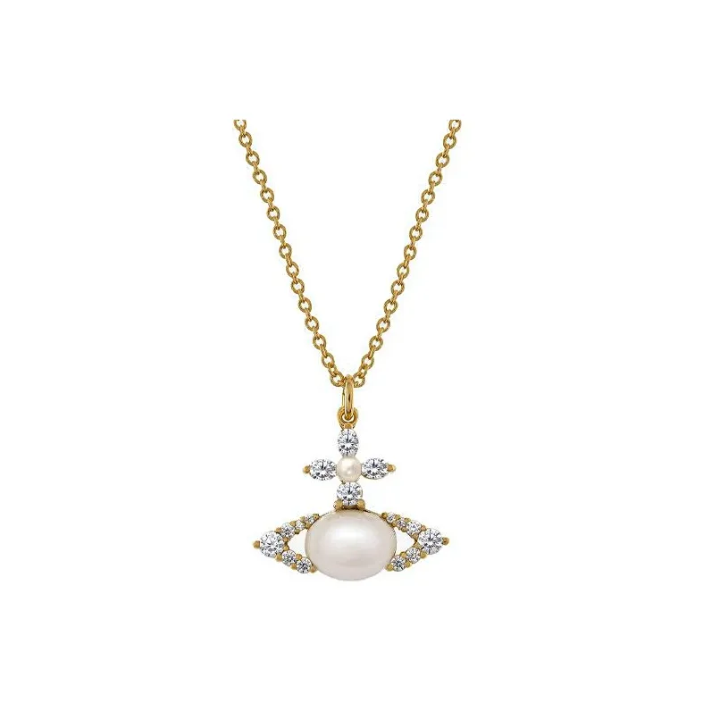 Vivienne Westwood Смола Покрытие Жемчужное Brass Necklaces Женские Золото