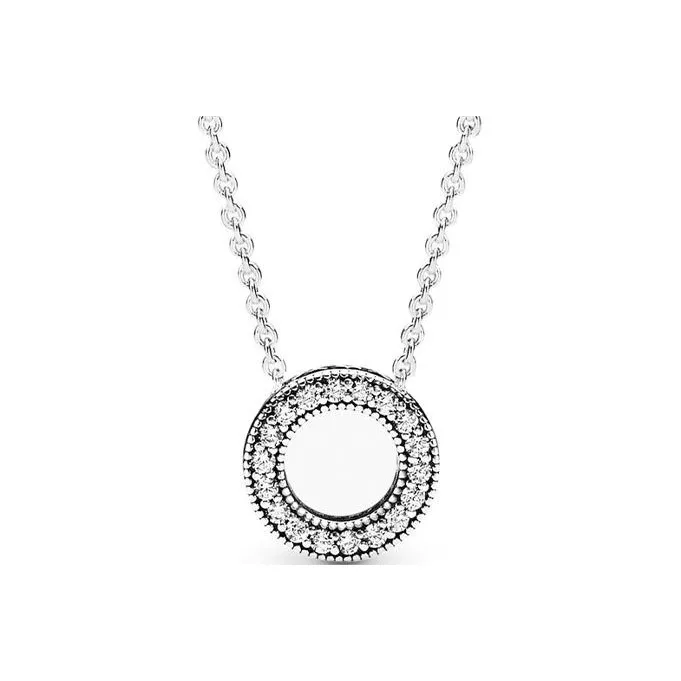 Pandora 925 Sterling Silver Necklaces Women's Silver/Pink
