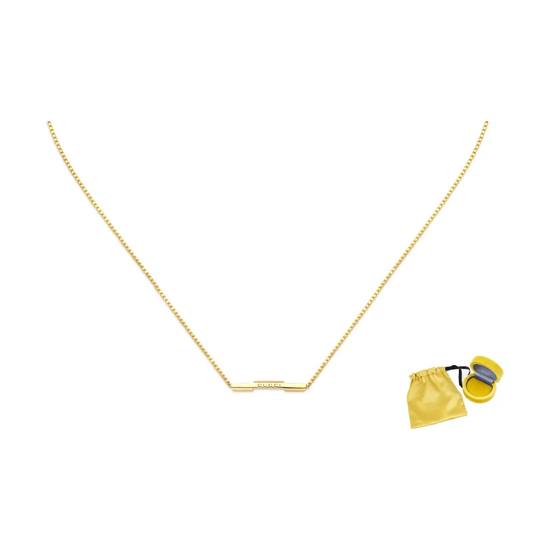 GUCCI 18kt Yellow Gold Link To Love GUCCI Bar Necklace
