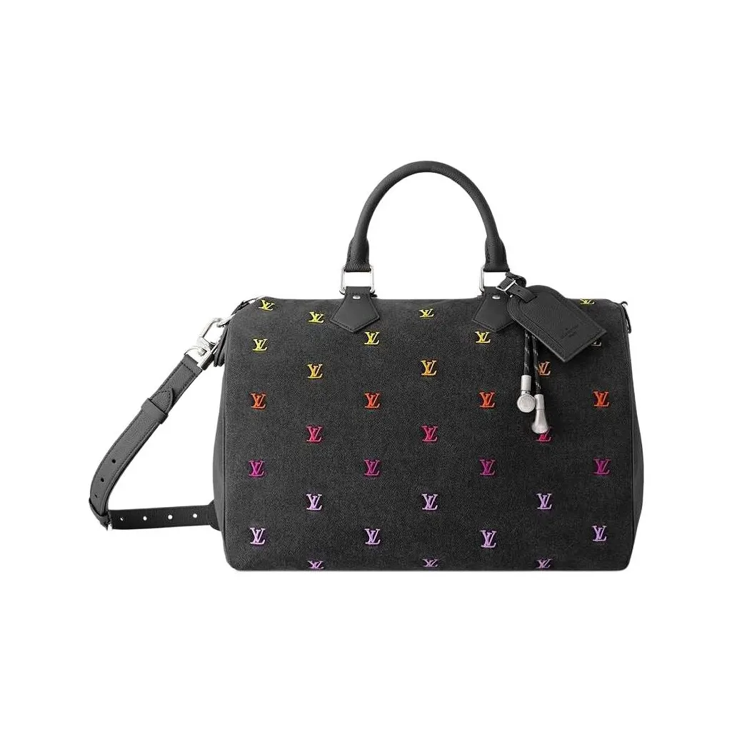 LOUIS VUITTON Speedy Blason Denim Shoulder Bag, Crossbody Bag, Handbag Men's Gradient Orange
