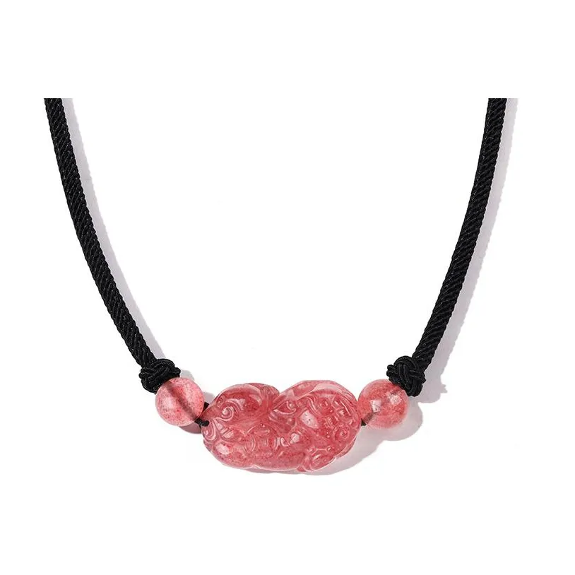 SHARK BABY Ожерелья из клубничного кварца Унисекс